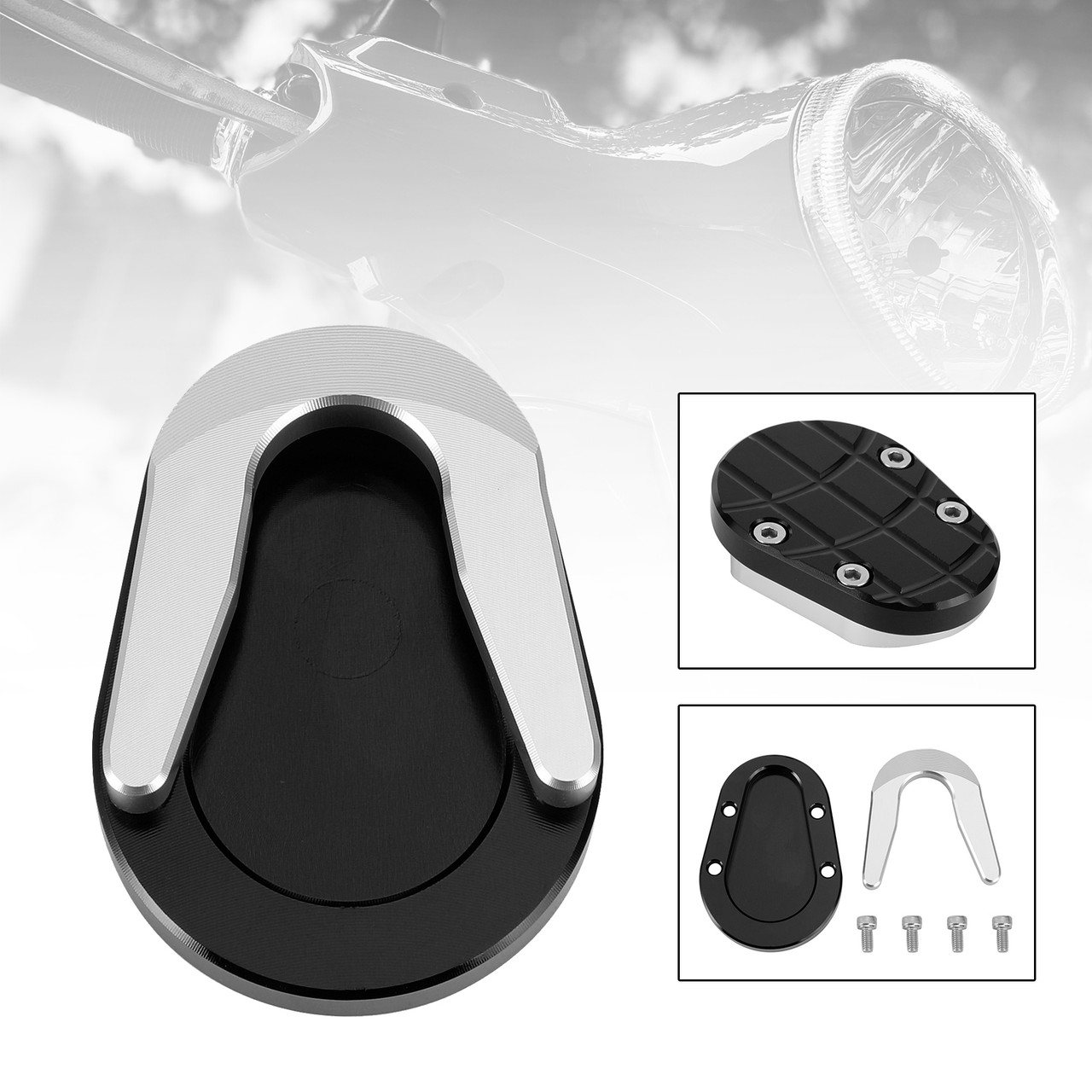 Kickstand Enlarge Plate Pad fit for Vespa Sprint Primavera 150 2013?2020 Black