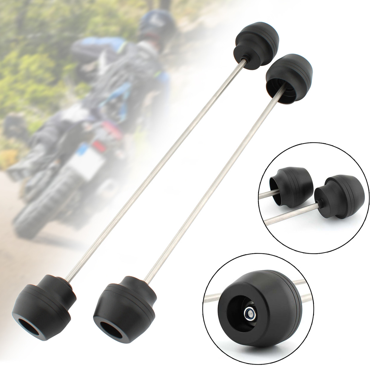 Front + Rear Wheel Crash Protector Bobbins Cnc Black For YAMAHA Tenere 700 20-21