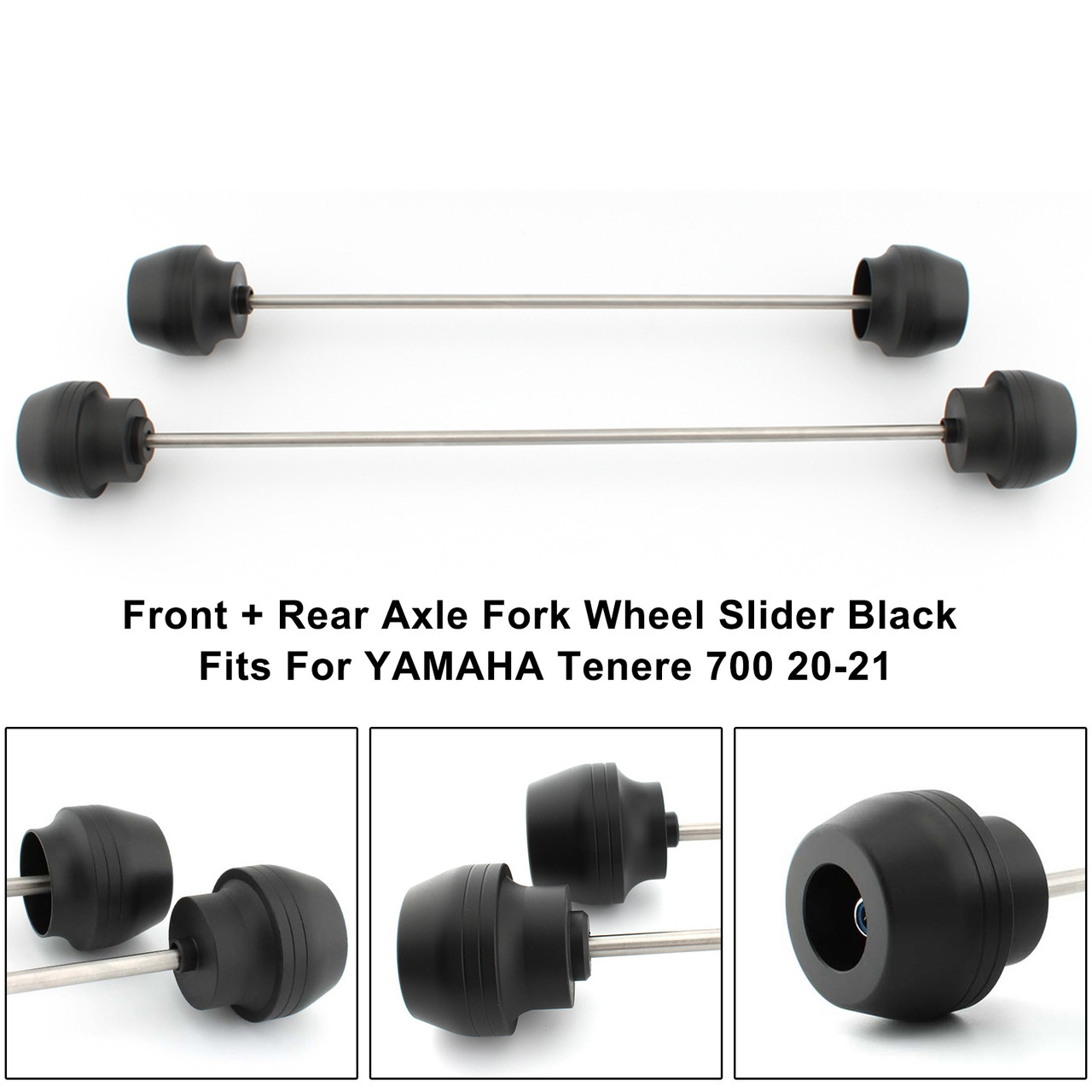 Front + Rear Wheel Crash Protector Bobbins Cnc Black For YAMAHA Tenere 700 20-21