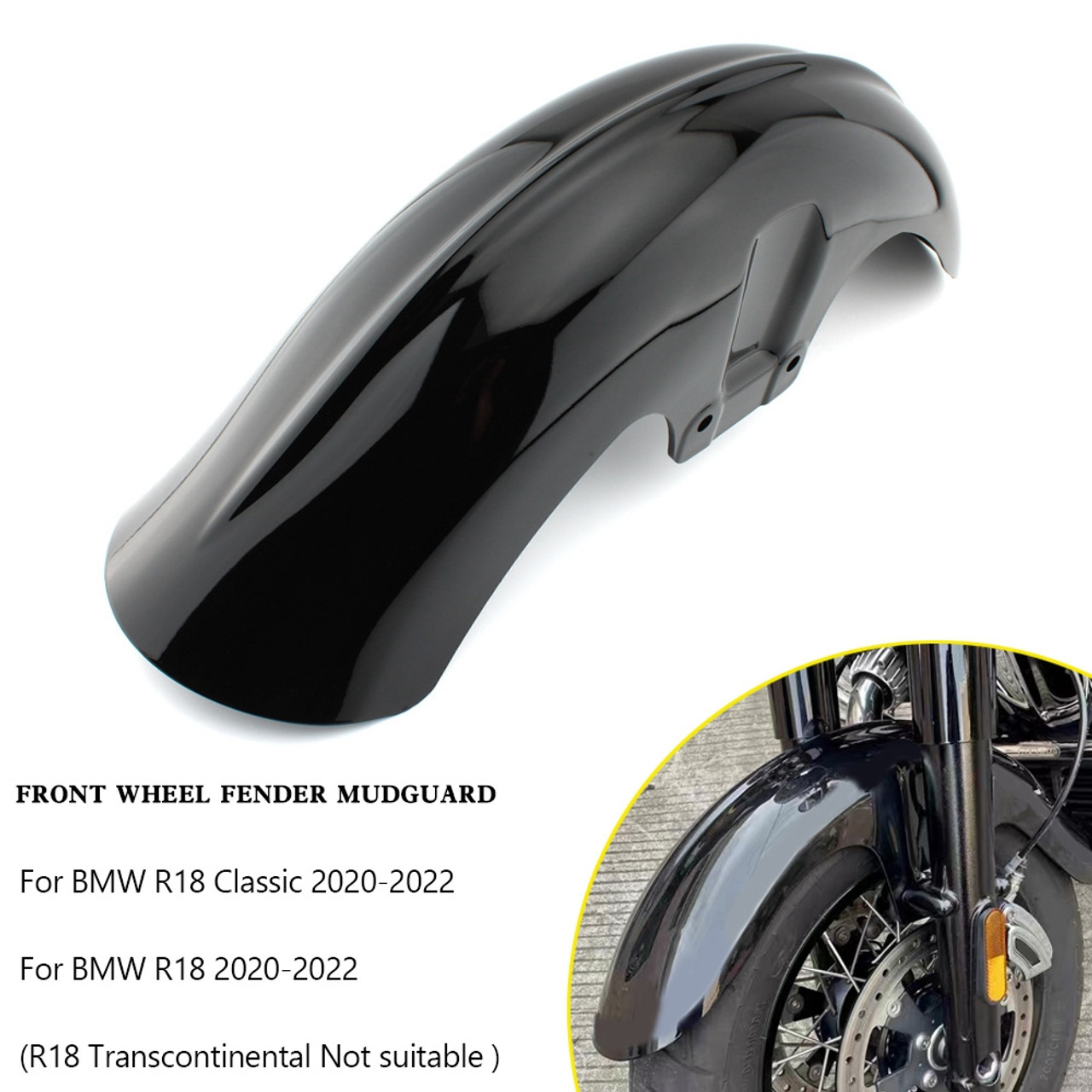 Front Wheel Fender Mudguard Splash Guard For BMW R18 Classic R 18 2020-2022 Black
