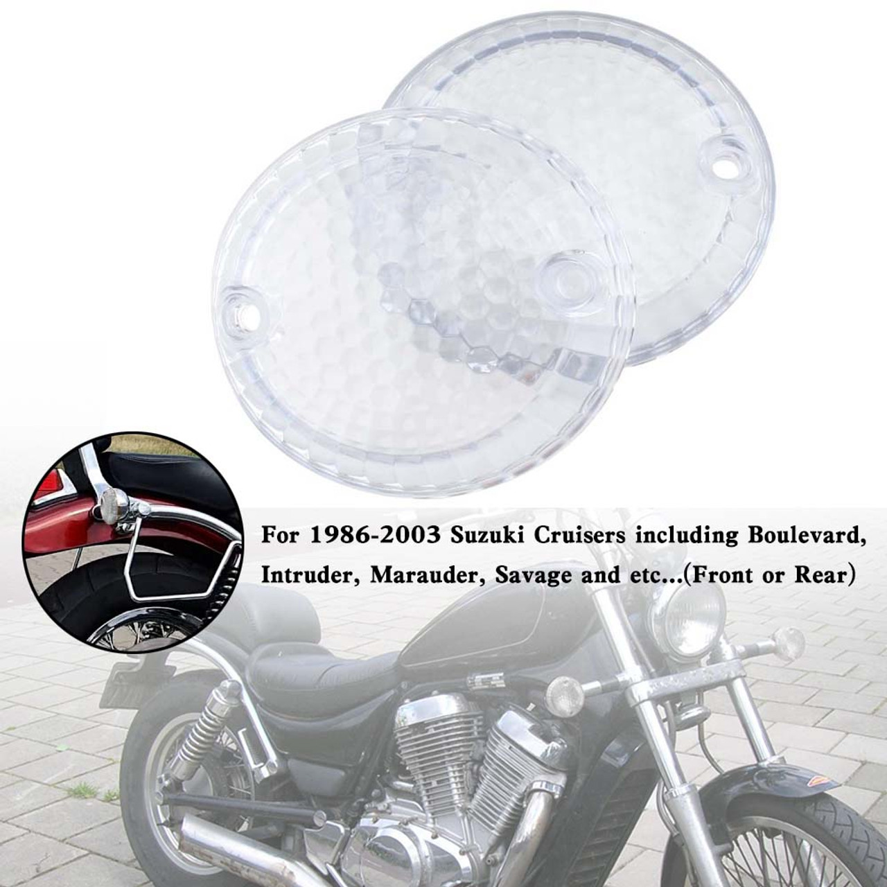 Turn Signal Light Lens Cover For Suzuki Cruisers Intruder 1400 VX800 Clear