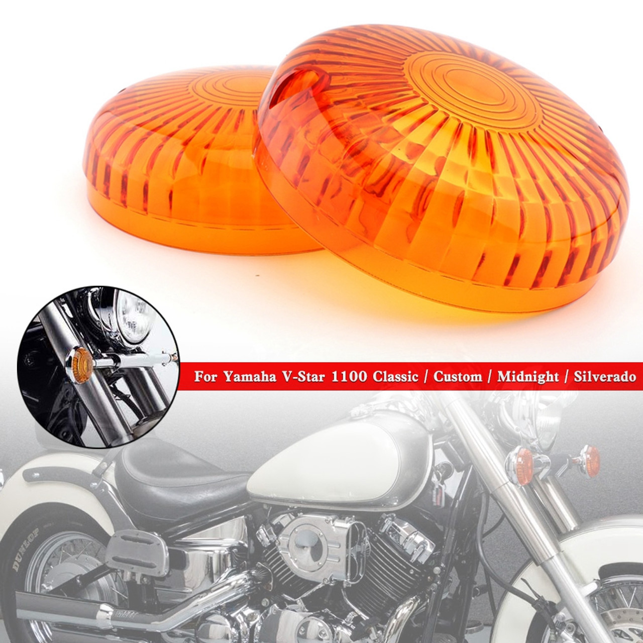 Turn Signal Light Lens Cover For Yamaha V Star 650 1100 Vmax 1200/1700 Amber