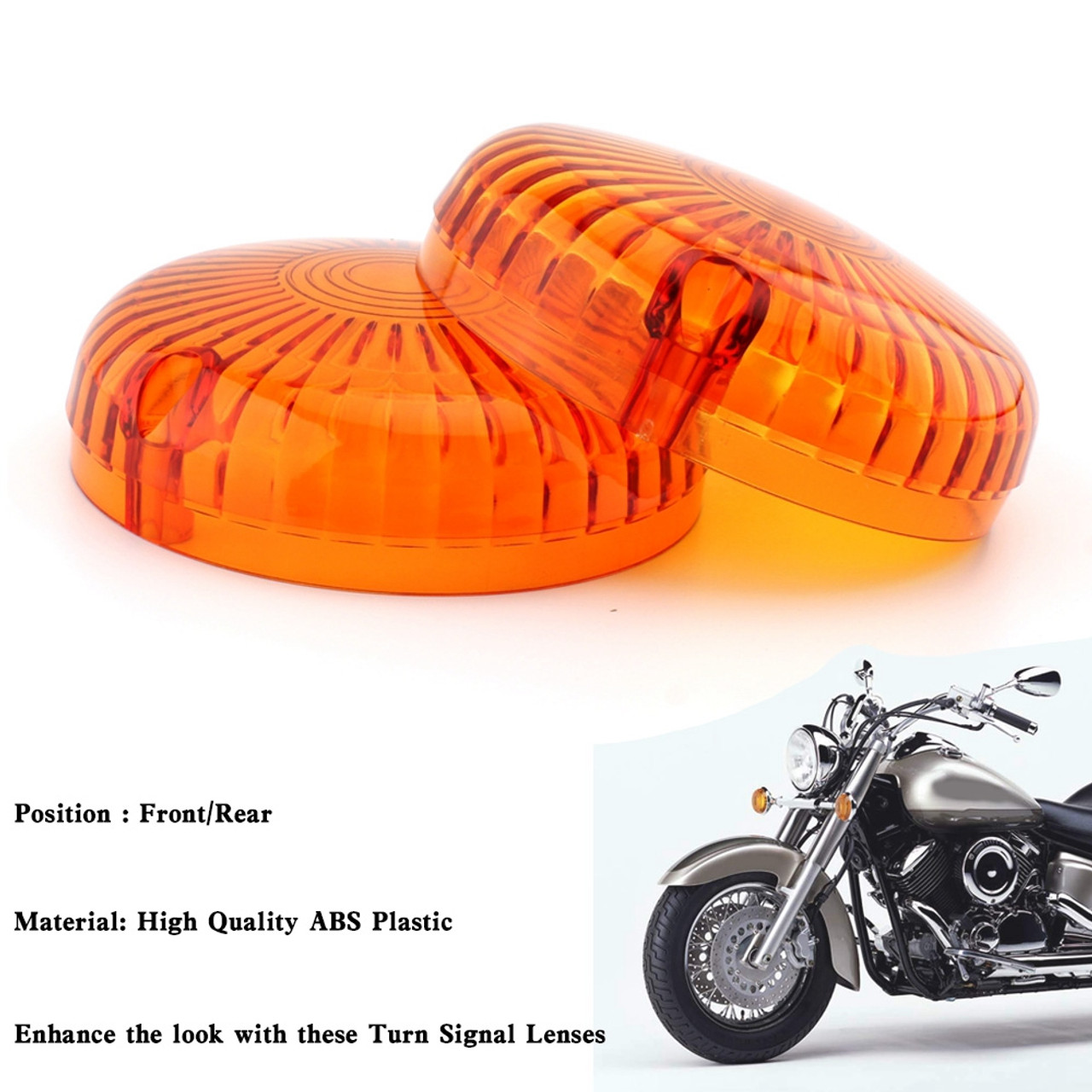 Turn Signal Light Lens Cover For Yamaha V Star 650 1100 Vmax 1200/1700 Amber