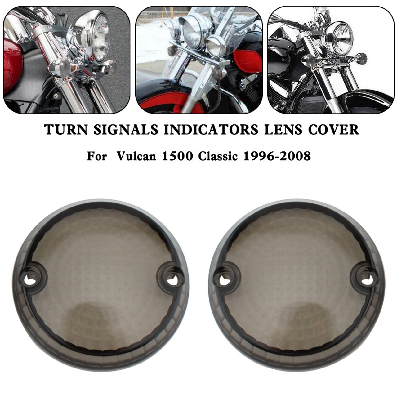 Turn Signals Indicators Lens Cover For Yamaha Kawasaki Vulcan 1500 VN Smoke