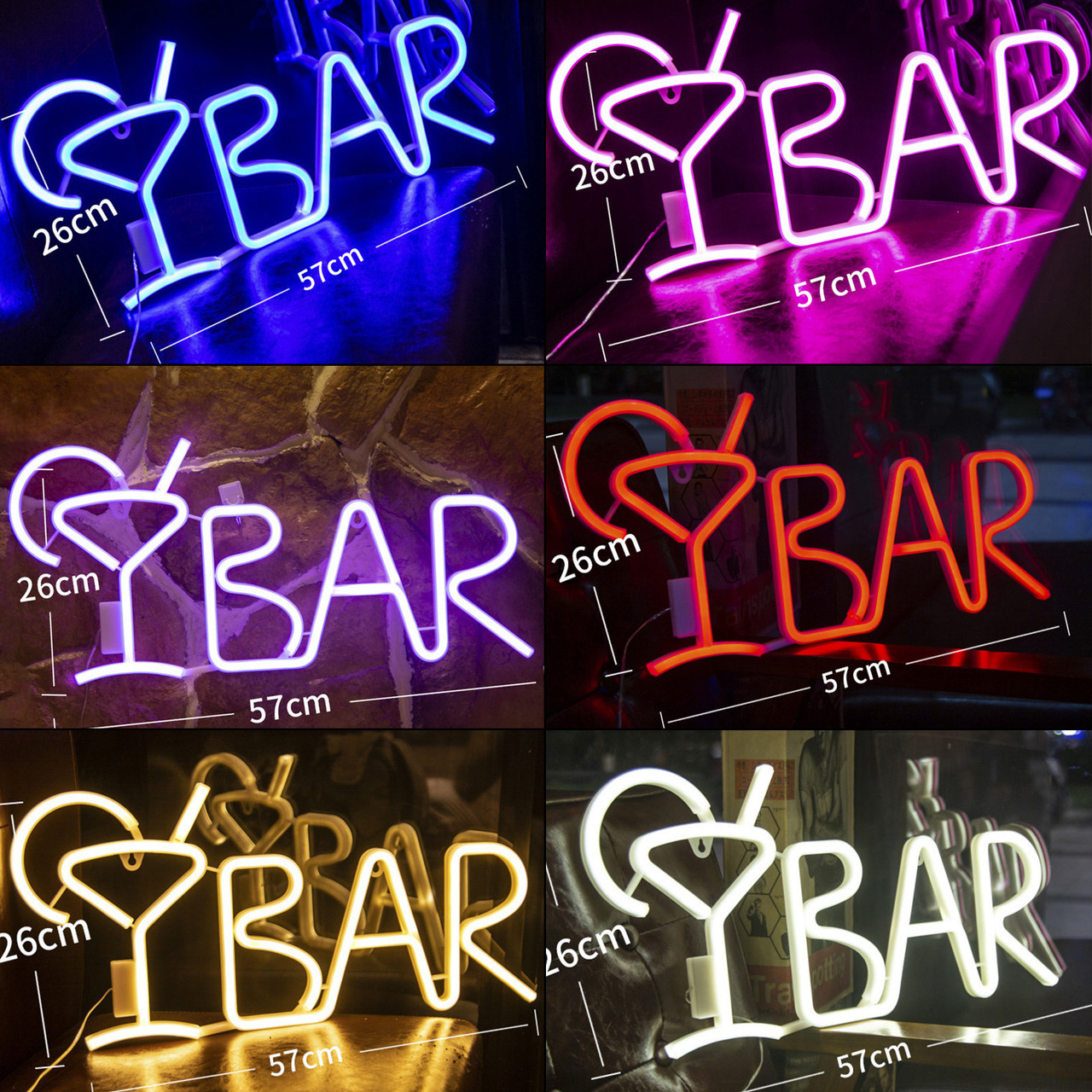 Pink BAR Neon Sign Light LED Juice Letter Neon Lamp Tube Party Night Light Lamp