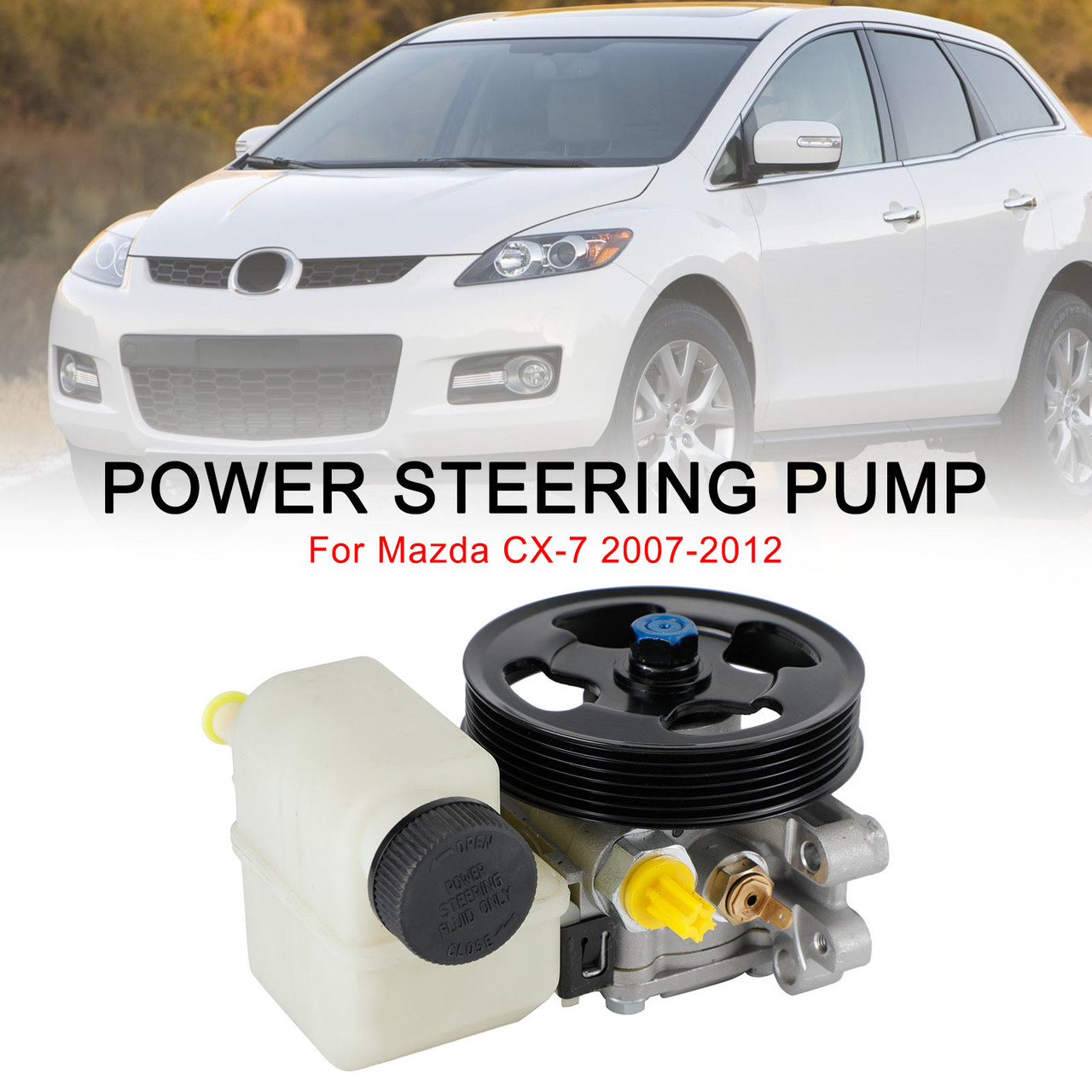 Power Steering Pump w/Pulley & Reservoir Fit Mazda CX-7 07-12 2.3L