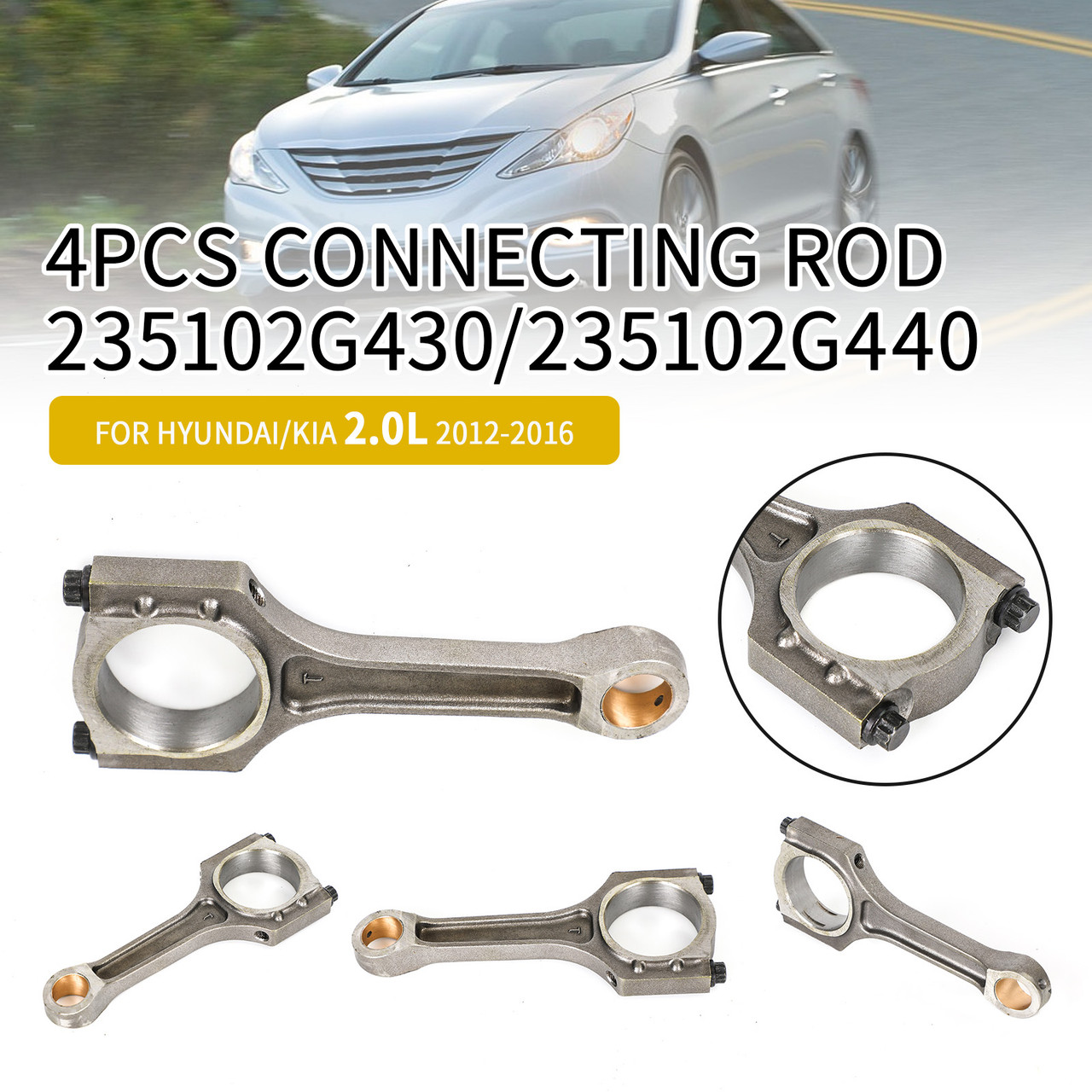 4PCS Connecting Rod 235102G440 For Hyundai Genesis Santa Fe Kia Sorento 12-2016