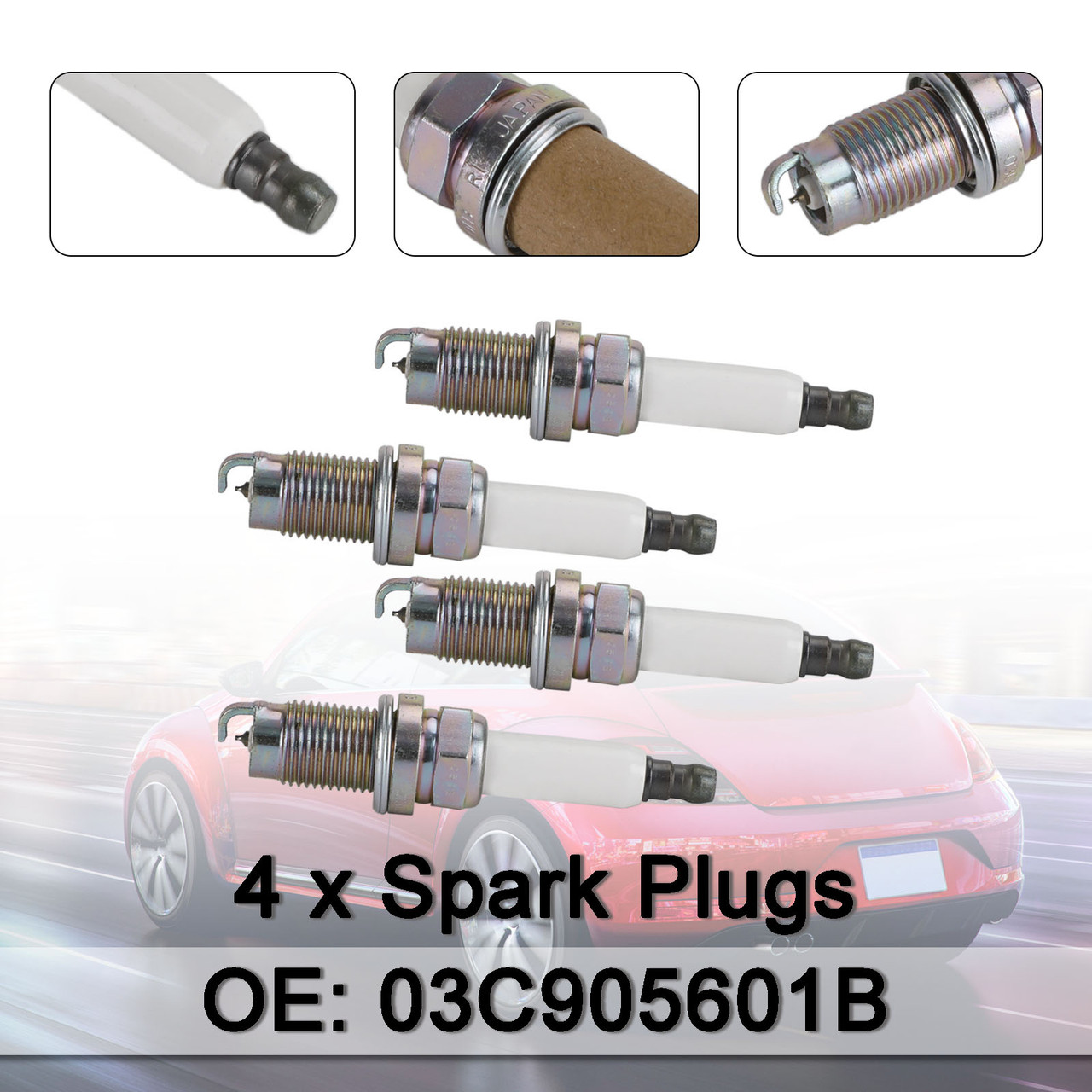 4x Spark Plugs 03C905601B 03F905600 101905626 for VW Golf Plus 5M 1.2 1.4
