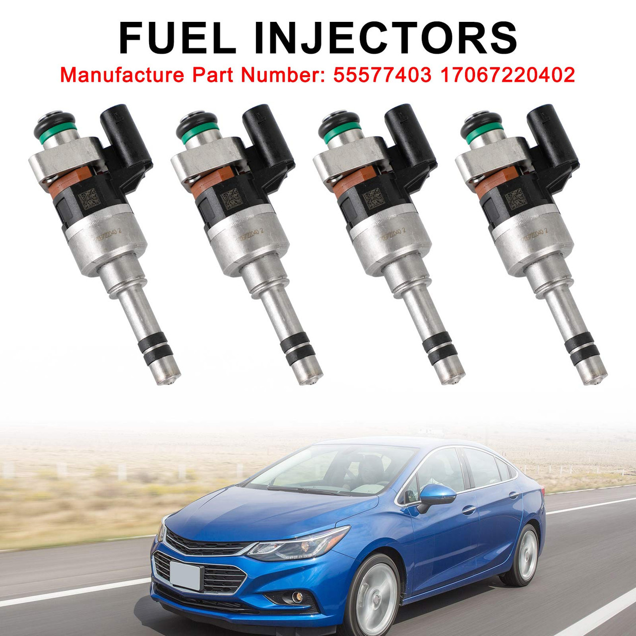 4PCS Fuel Injectors 55577403 Fit GMC 16-19 Fit Chevry Cruze Malibu 1.4L 1.5L L4
