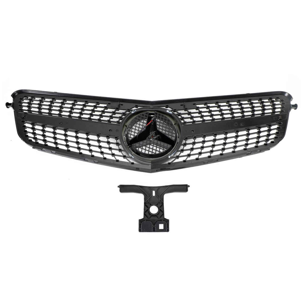 08-14 C-Class Benz W204 C300 C350 Diamond Front Bumper Grille Grill w/LED