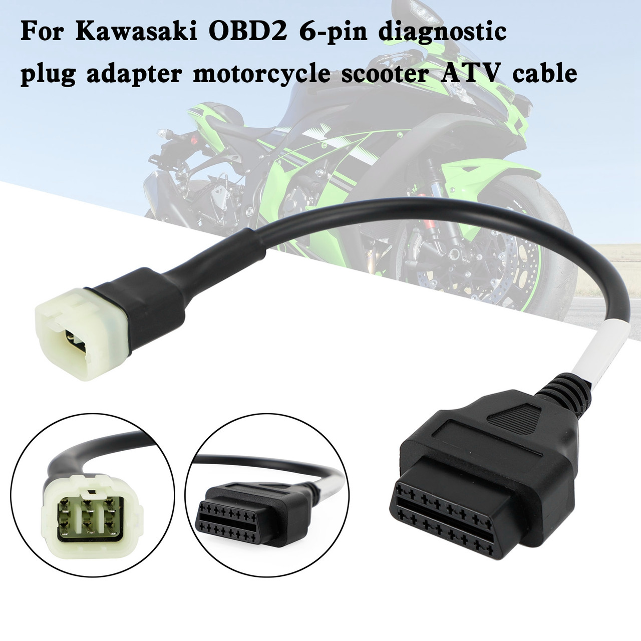 OBD2 6 Pin Diagnostic Plug Adapter For Kawasaki Motorcycle Scooter ATV Cable