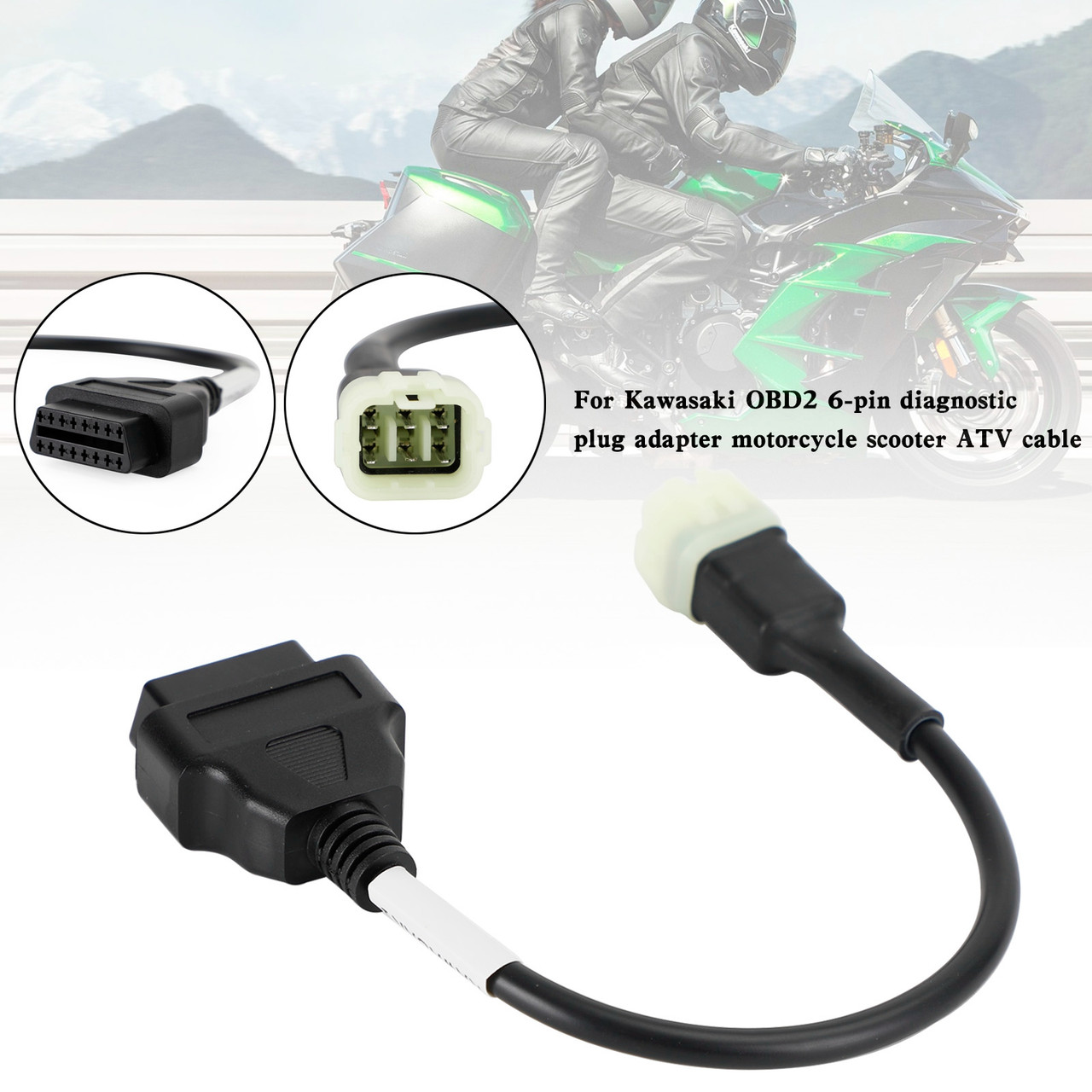 OBD2 6 Pin Diagnostic Plug Adapter For Kawasaki Motorcycle Scooter ATV Cable