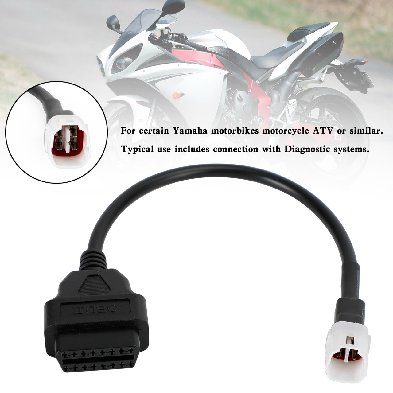 4 Pin to OBD2 Cable Diagnostic Adapter Connector Fit For Yamaha R1