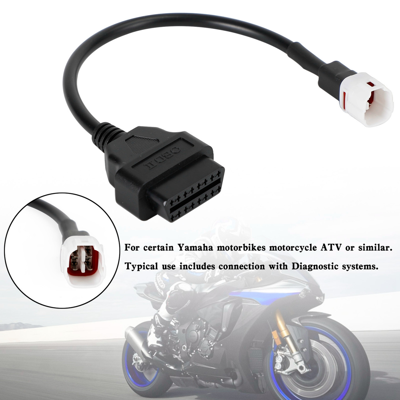 4 Pin to OBD2 Cable Diagnostic Adapter Connector Fit For Yamaha R1 R6 MT09