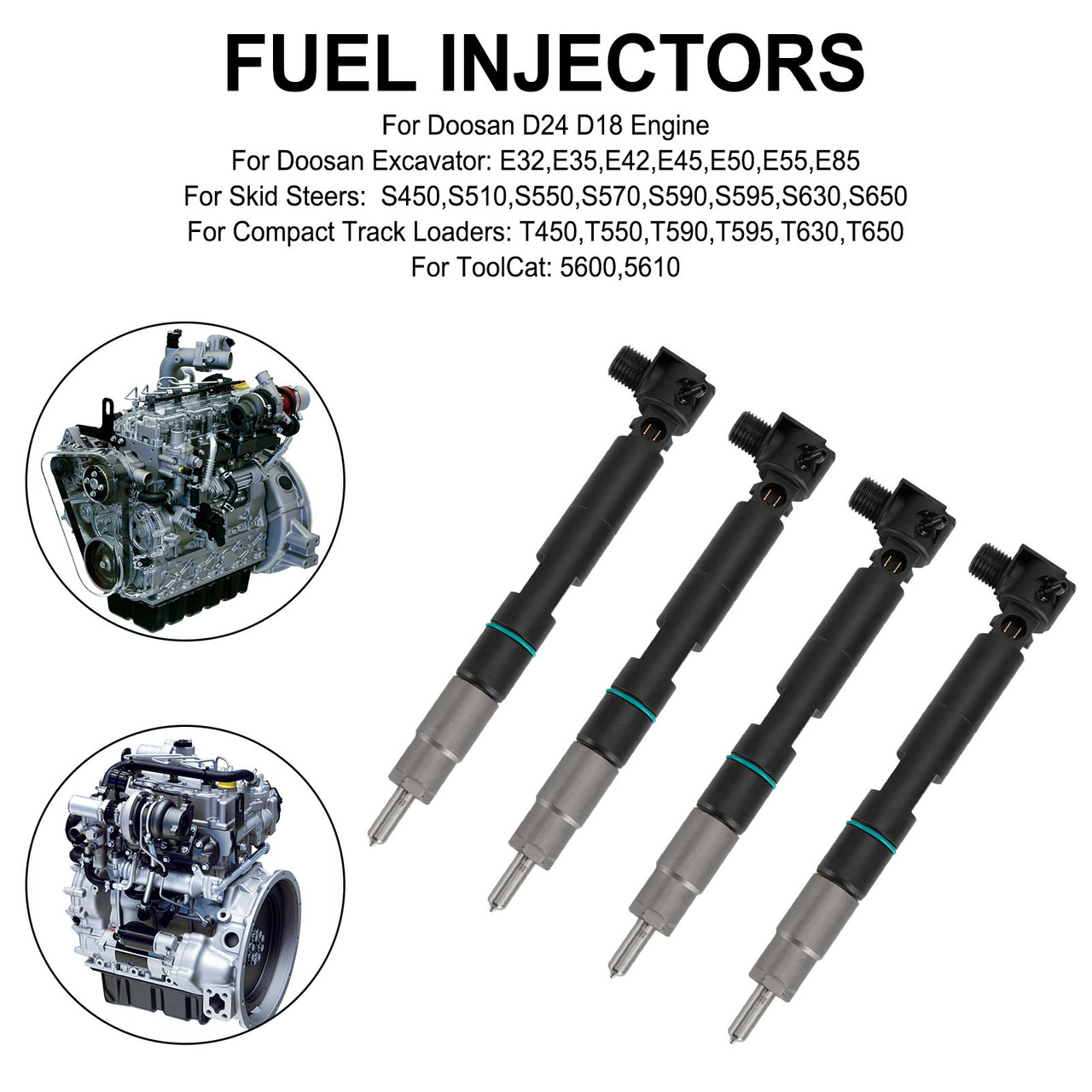 4PCS Fuel Injectors 400903-00074D fit Bobcat fit Skid Steers S450 S510 S630 28337917