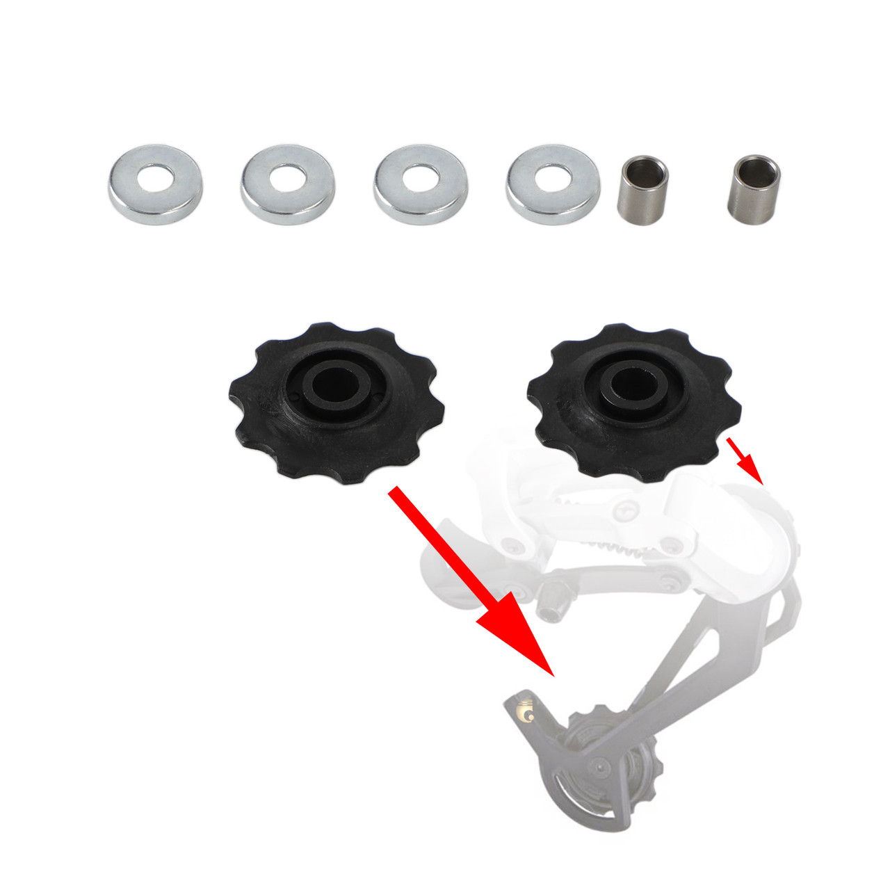 6mm Derailleur Jockey Wheel Pulley Conversion Kit For