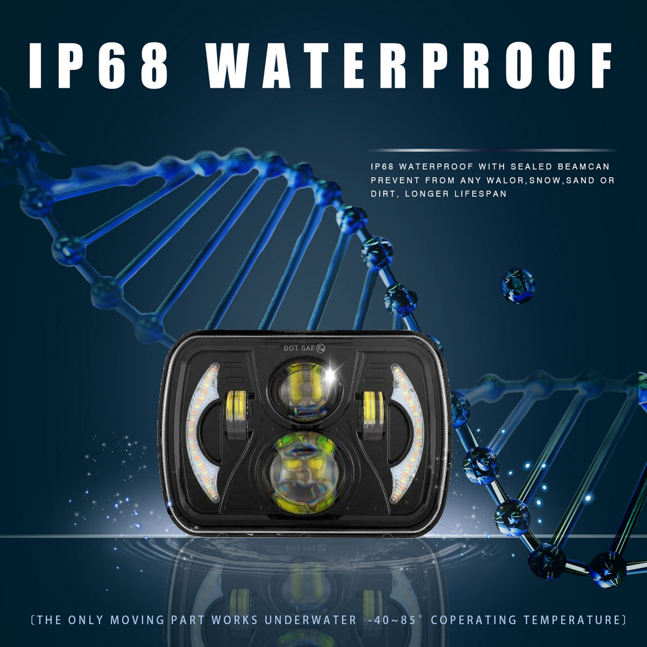 5X7" 7x6" Rectangle LED Headlight DRL Projector For Toyota Nissan Pickup Truck 5X7" 7x6" Rectangle LED Headlight DRL Projector For Toyota Nissan Pickup Truck