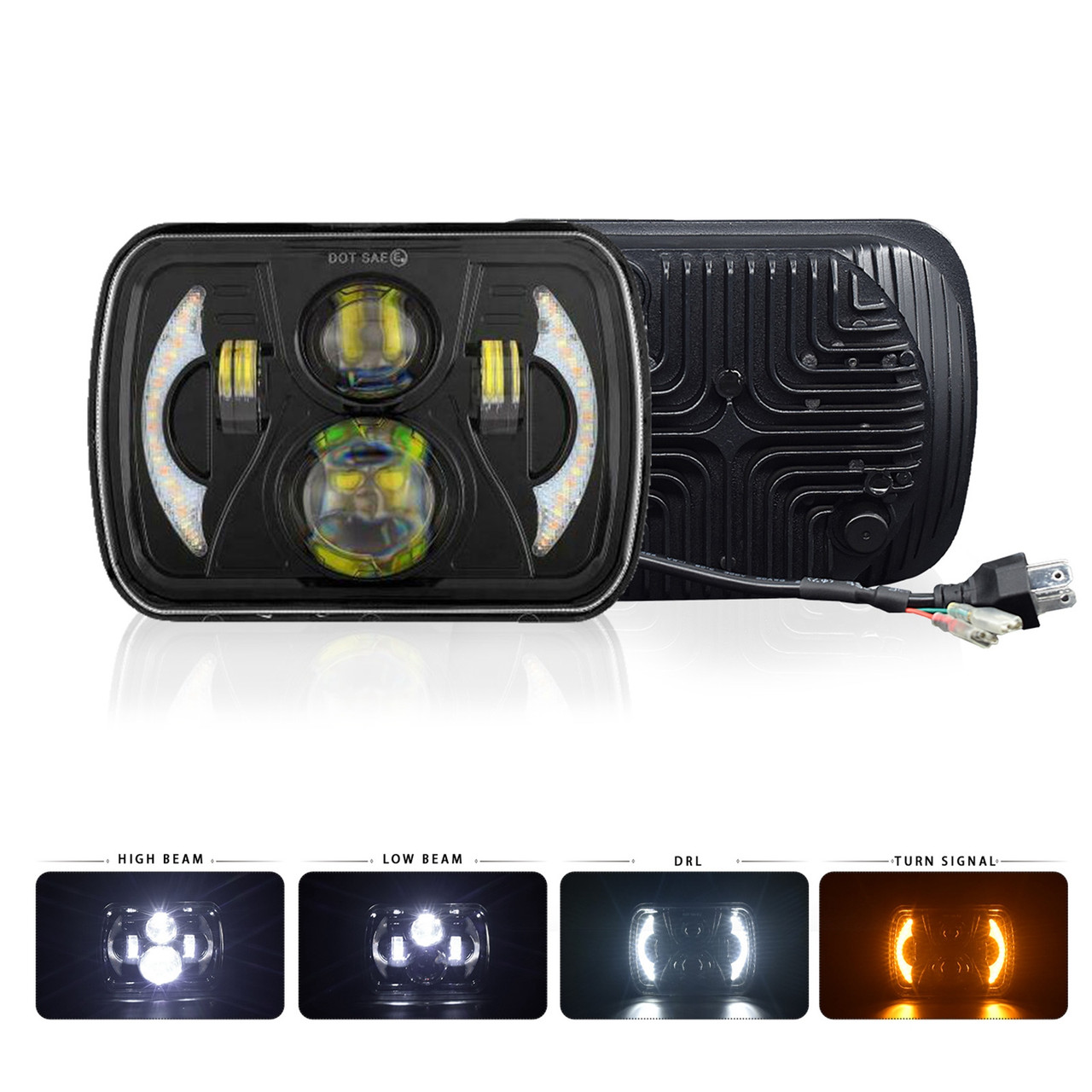 5X7" 7x6" Rectangle LED Headlight DRL Projector For Toyota Nissan Pickup Truck 5X7" 7x6" Rectangle LED Headlight DRL Projector For Toyota Nissan Pickup Truck