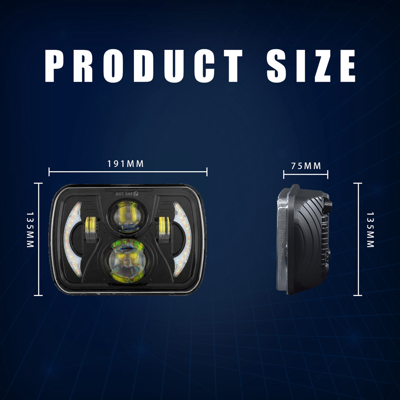 5X7" 7x6" Rectangle LED Headlight DRL Projector For Toyota Nissan Pickup Truck 5X7" 7x6" Rectangle LED Headlight DRL Projector For Toyota Nissan Pickup Truck