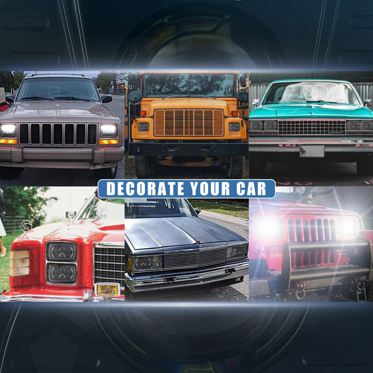 5X7" 7x6" Rectangle LED Headlight DRL Projector For Toyota Nissan Pickup Truck 5X7" 7x6" Rectangle LED Headlight DRL Projector For Toyota Nissan Pickup Truck