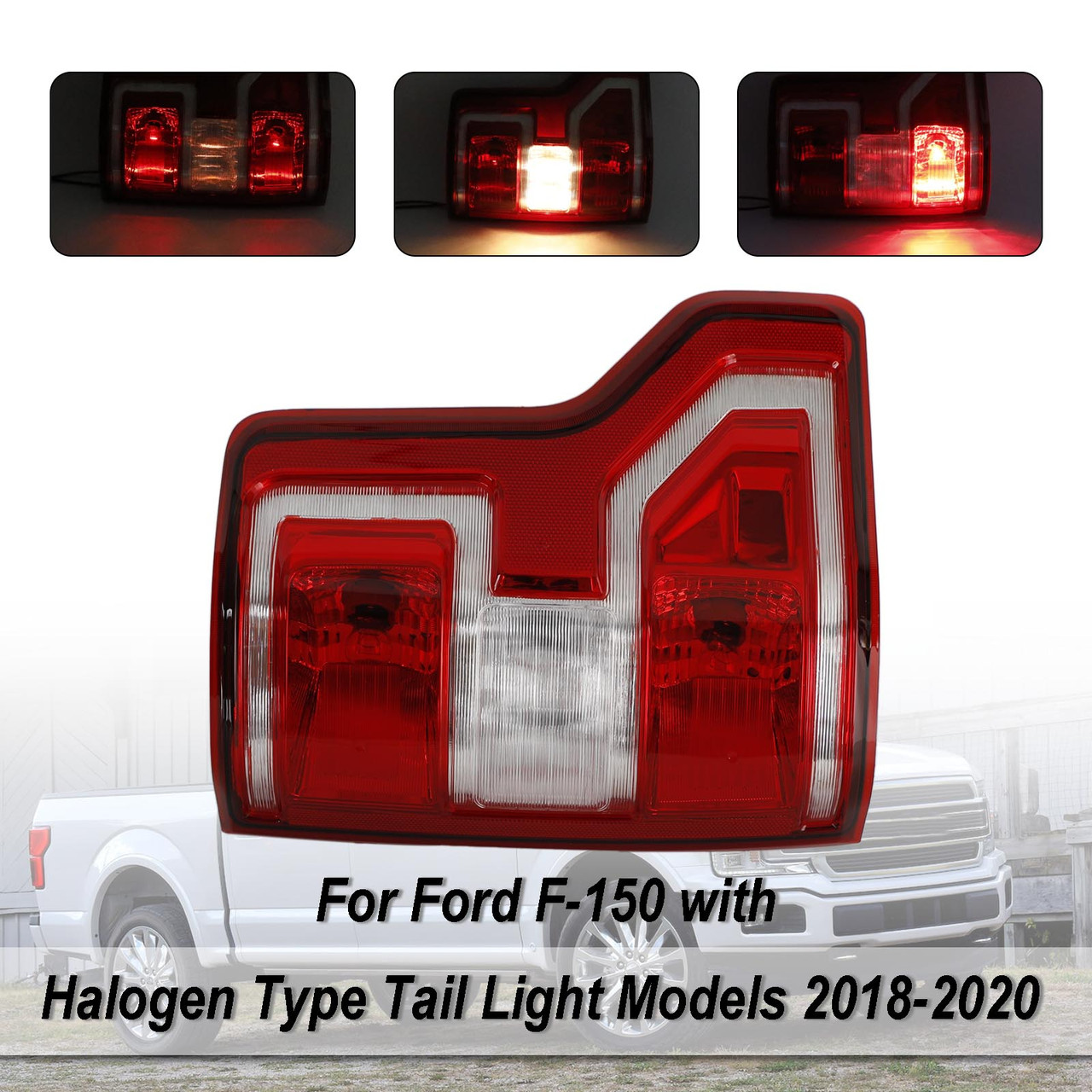 Left 18-20 Ford F150 Incandescent Type Halogen Tail Light