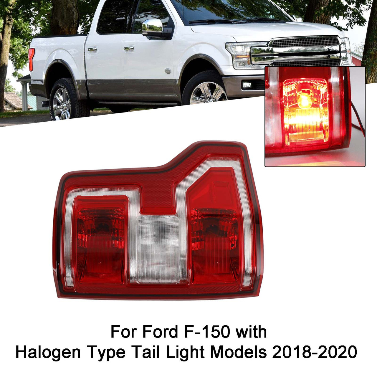 Left 18-20 Ford F150 Incandescent Type Halogen Tail Light