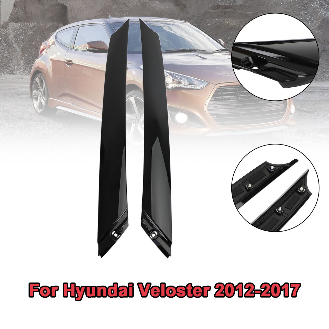 L+R Windshield Pillar Trim Exterior Molding For Hyundai Veloster 2012-2017