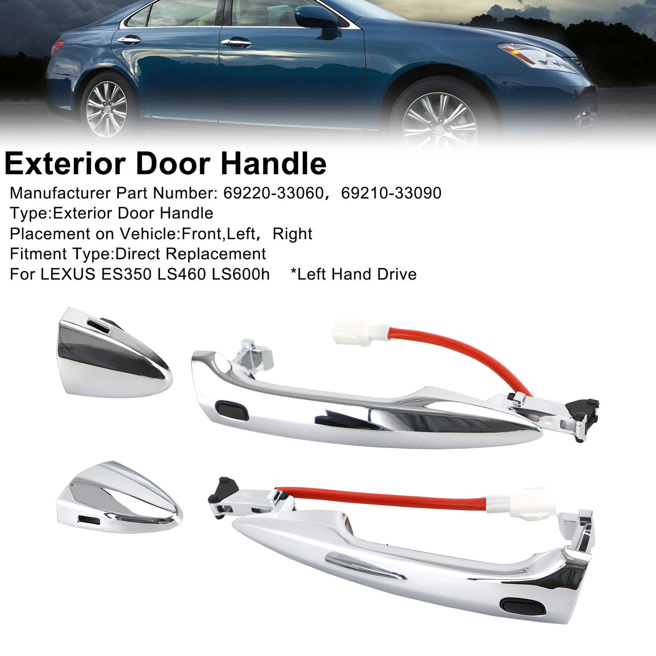 2x Front Exterior Door Handle 69210-33090/60 For LEXUS ES350 LS460 LS600h