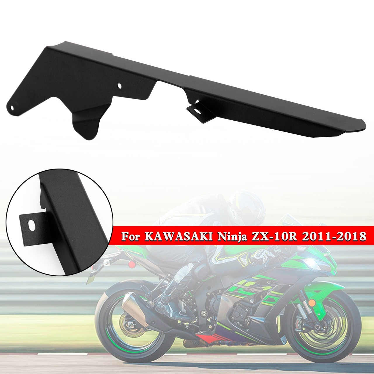 Sprocket Chain Guard Protector Cover For KAWASAKI ZX-10R 2011-2018 Black