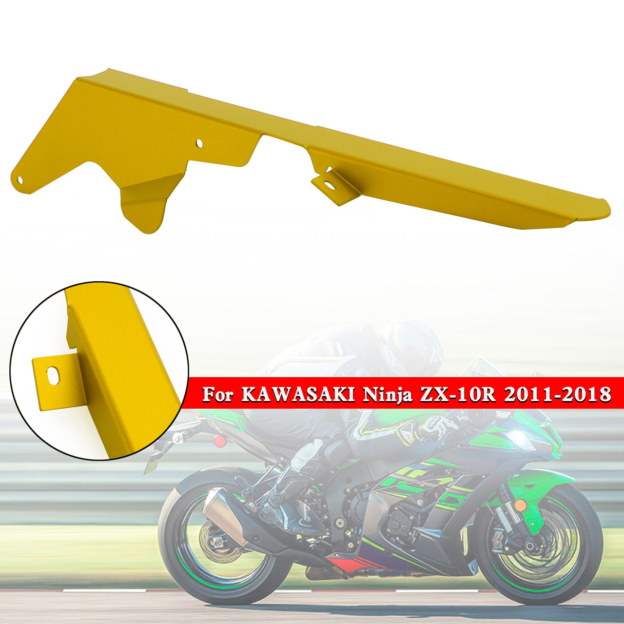 Sprocket Chain Guard Protector Cover For KAWASAKI ZX-10R 2011-2018 Gold