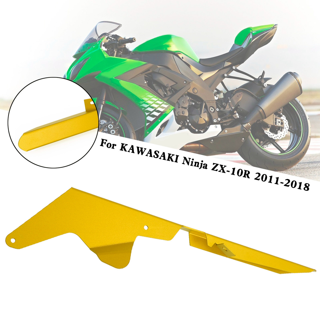 Sprocket Chain Guard Protector Cover For KAWASAKI ZX-10R 2011-2018 Gold