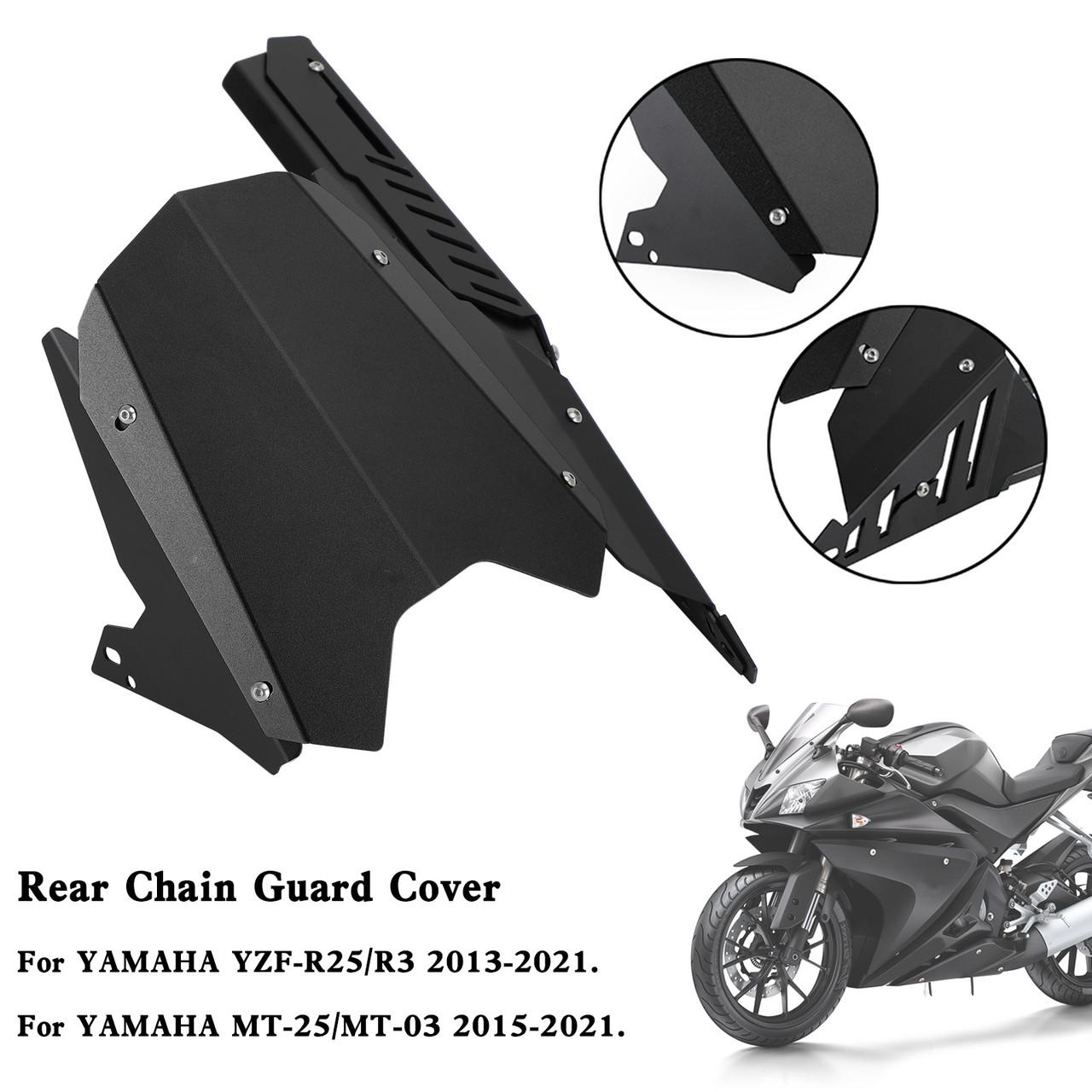 Rear Sprocket Chain Guard Cover For YAMAHA YZF R25 R3 MT-25 MT-03 13-21 Black