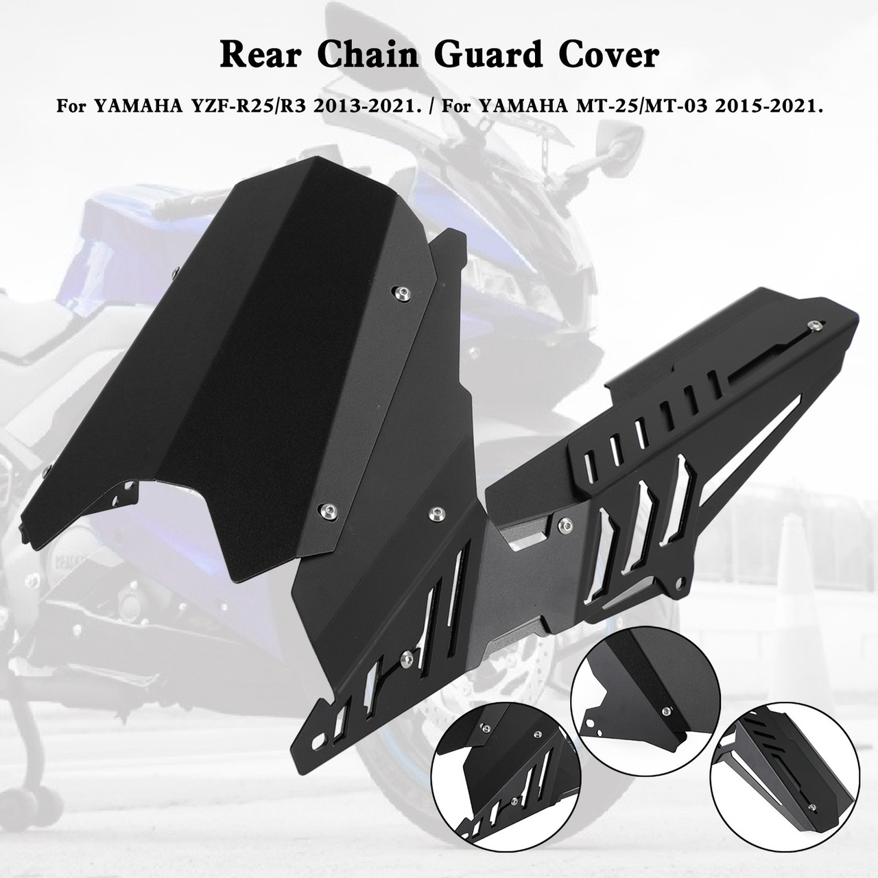 Rear Sprocket Chain Guard Cover For YAMAHA YZF R25 R3 MT-25 MT-03 13-21 Black