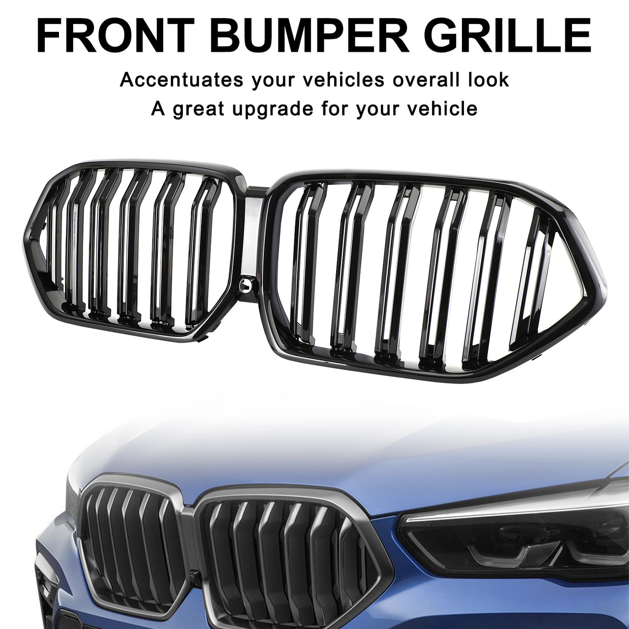 20-22 BMW X-Series X6 M50i M50d Front Bumper Grille Grill W/Camera Hole Black