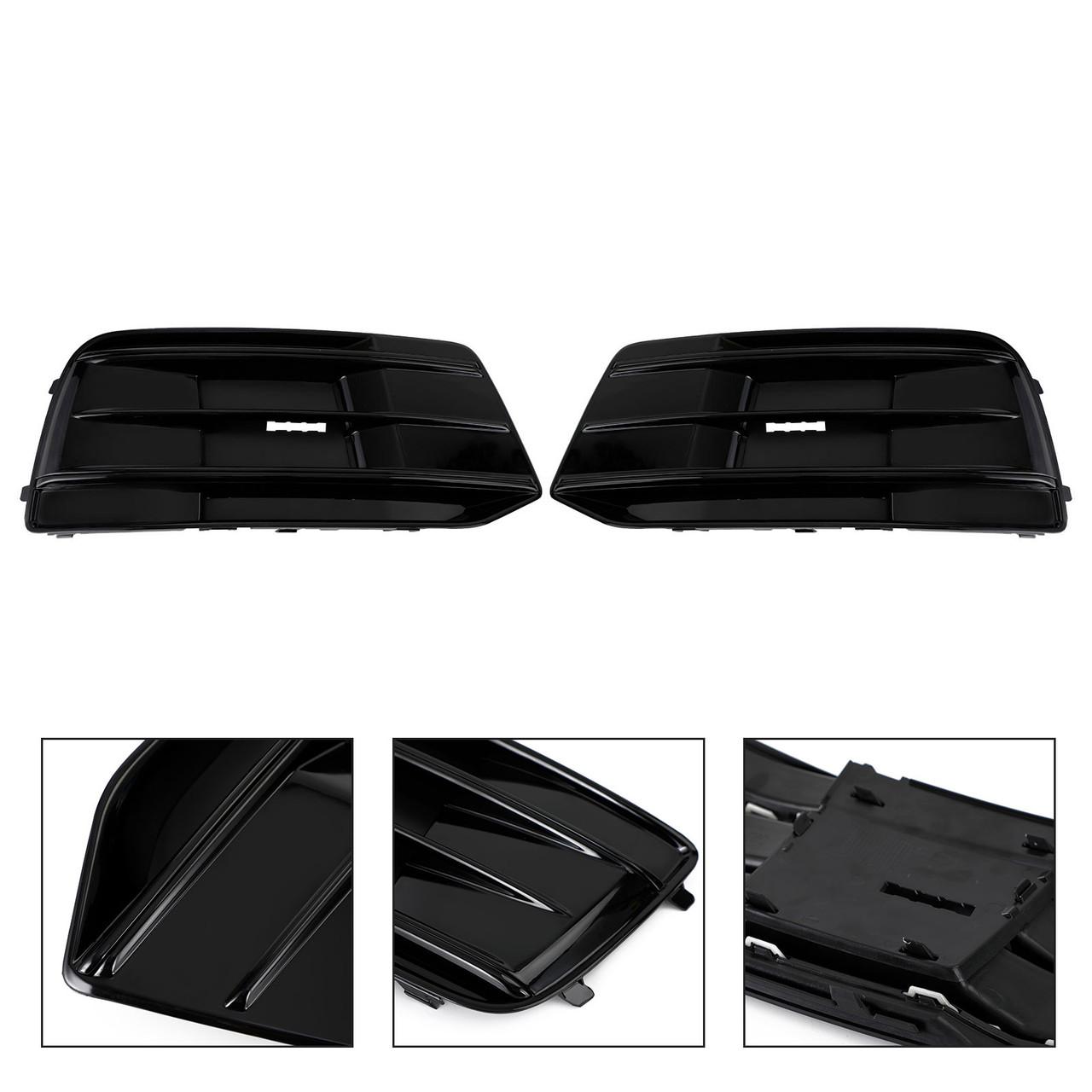 2PCS 18-22 Audi Q5 Front Bumper Cover Grille Bezel Insert 80A807679D Gloss Black