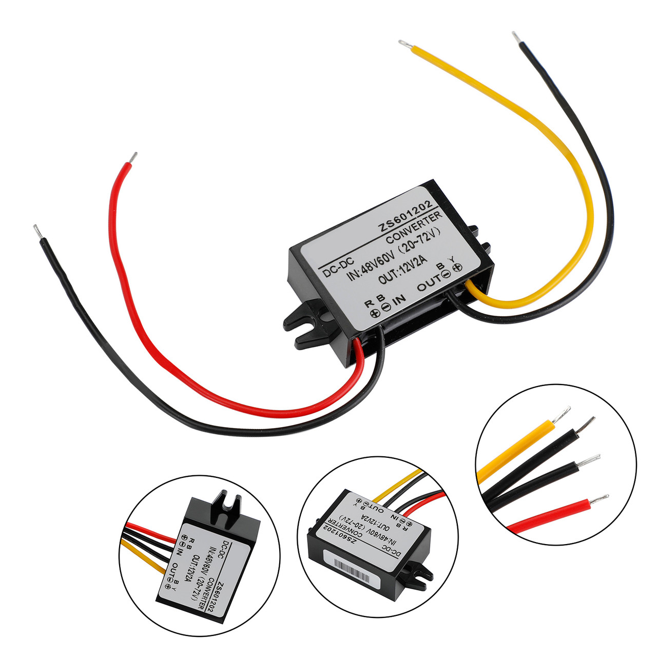 Waterproof DC-DC Converter 60V Step Down to 12V Car Power Supply Module 2A