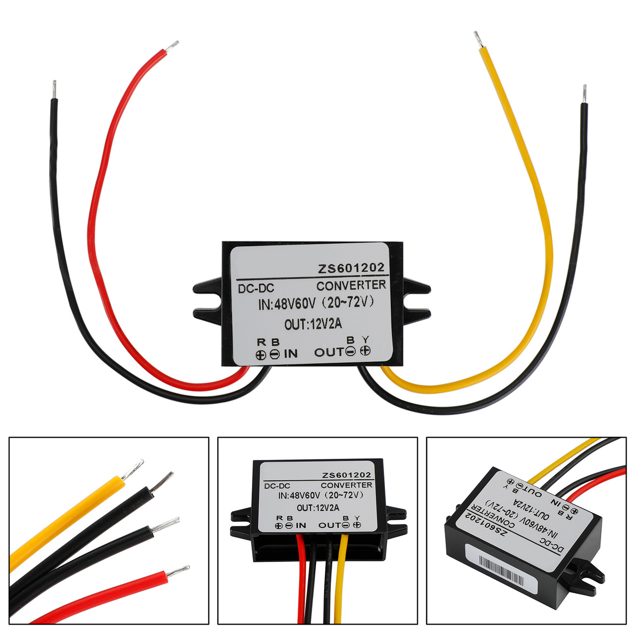 Waterproof DC-DC Converter 60V Step Down to 12V Car Power Supply Module 2A