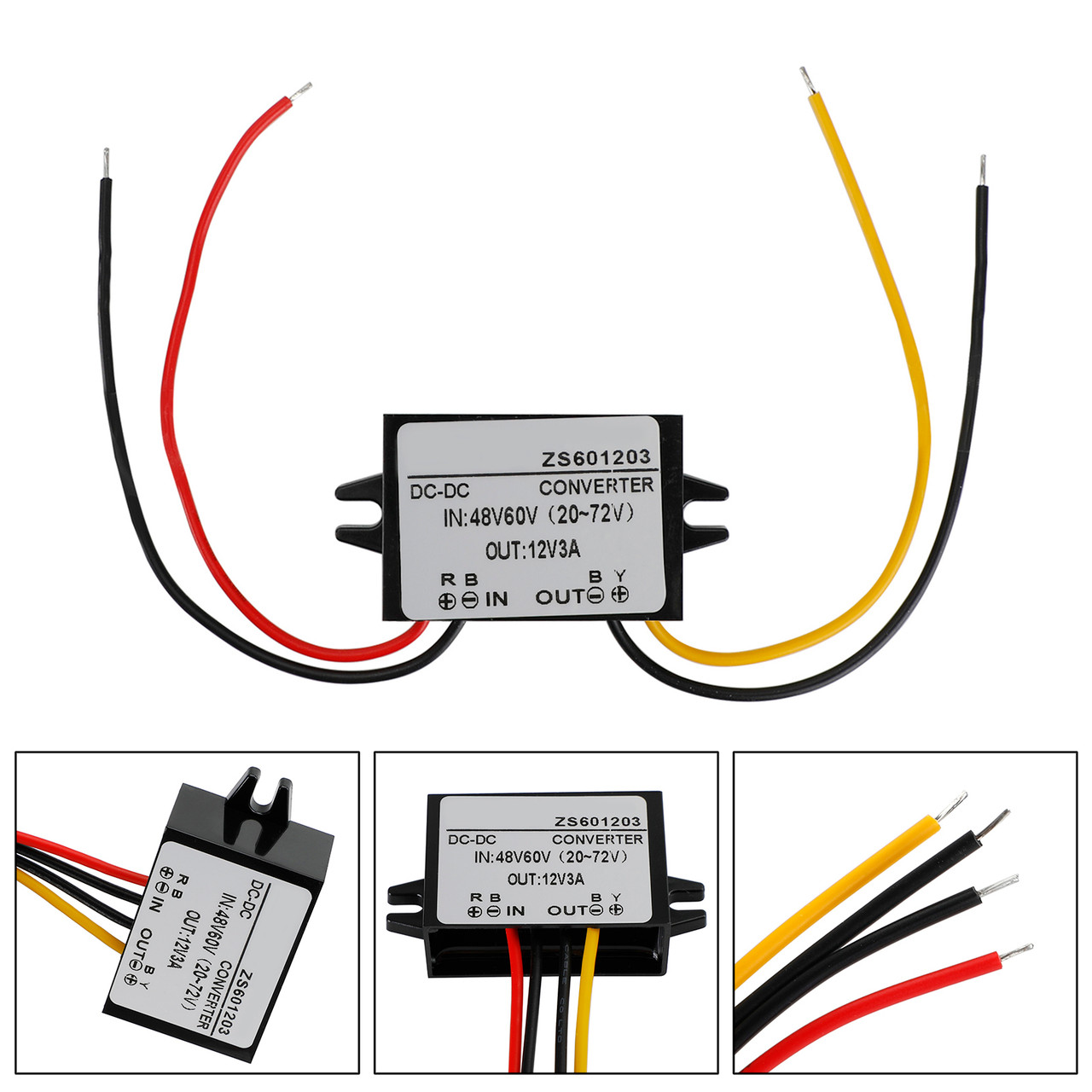 Waterproof DC-DC Converter 60V Step Down to 12V Car Power Supply Module 3A