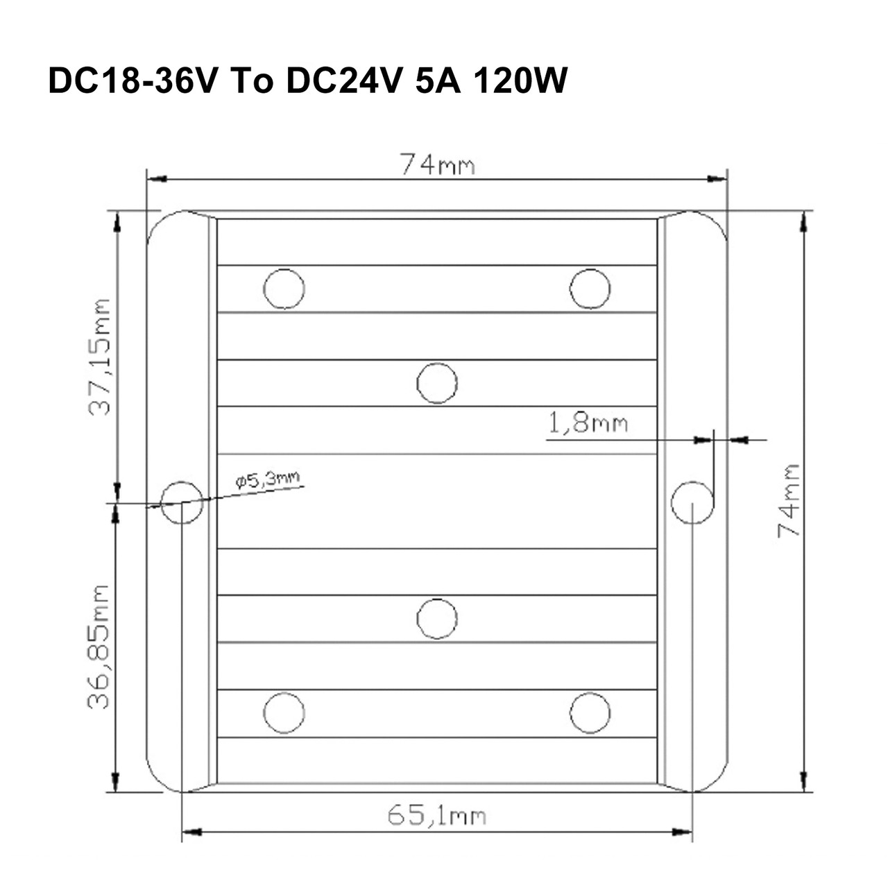 DC 18-36V Converter To DC 24V 5A Boost Buck Power Module Voltage Regulator