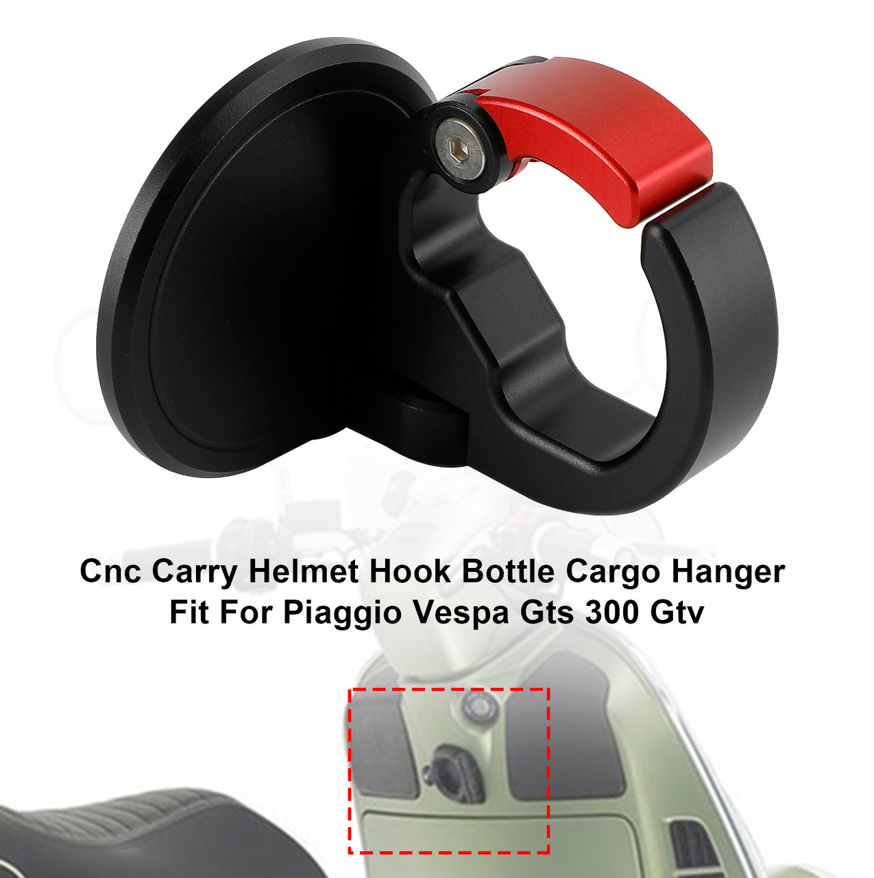 Helmet Hook Fast Lock Storage Holder Accessories Cnc Red For Vespa Gts300 Gtv