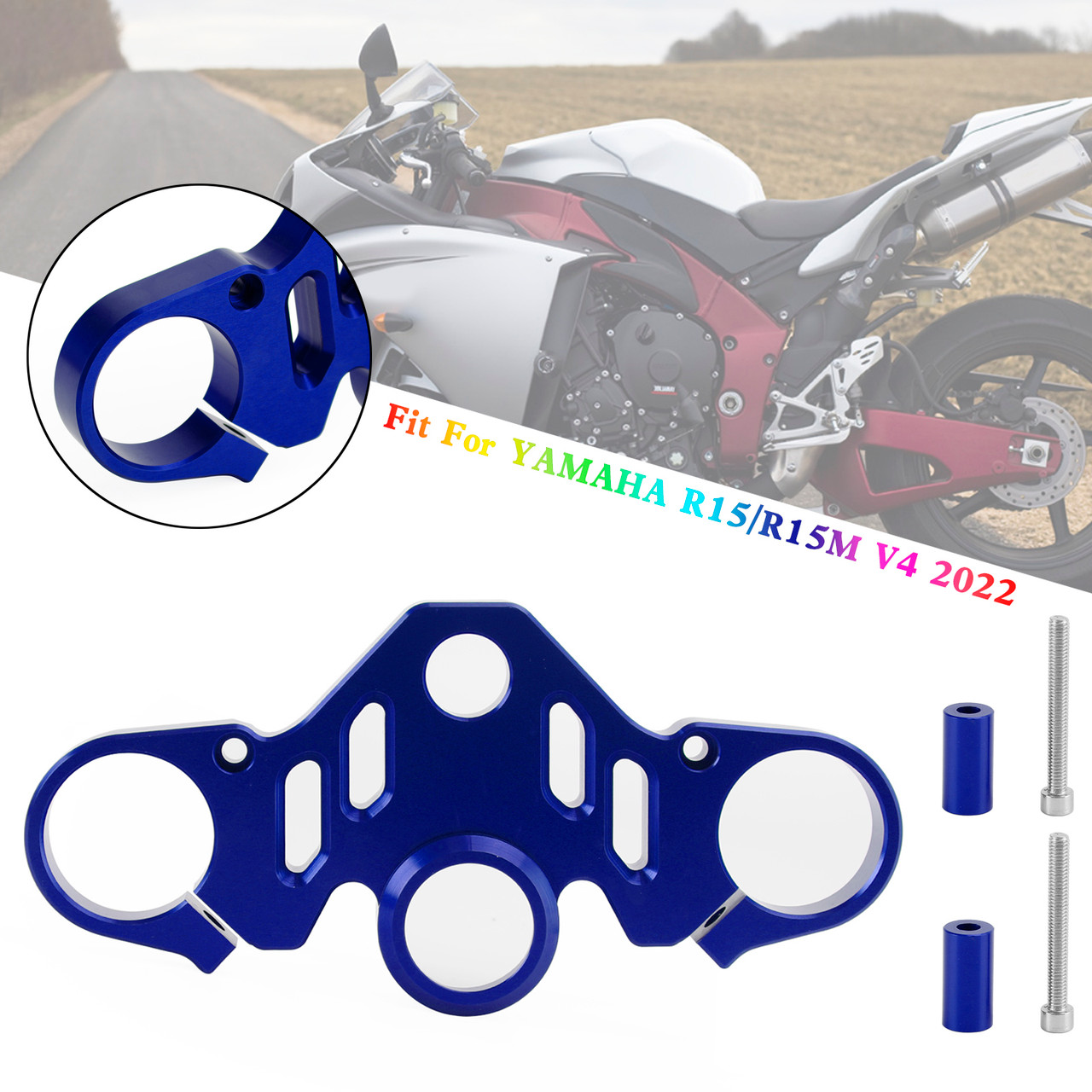 CNC Aluminum Upper Front Top Triple Tree Clamp For YAMAHA R15 V4 R15M 2022 Blue