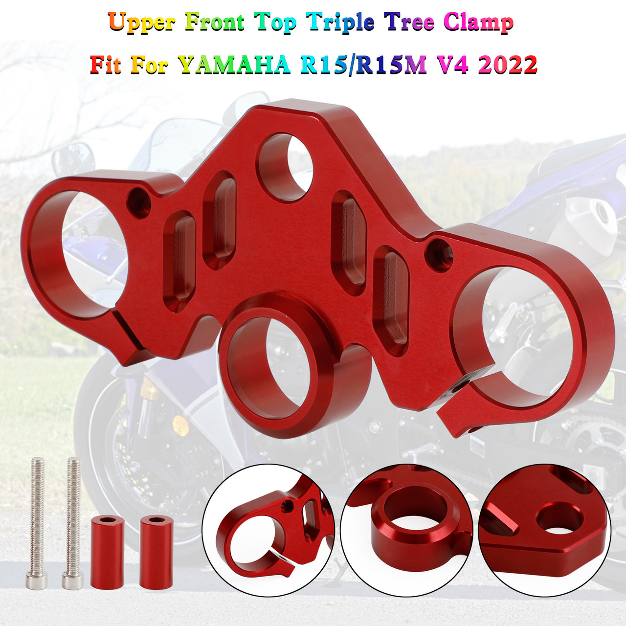 CNC Aluminum Upper Front Top Triple Tree Clamp For YAMAHA R15 V4 R15M 2022 Red