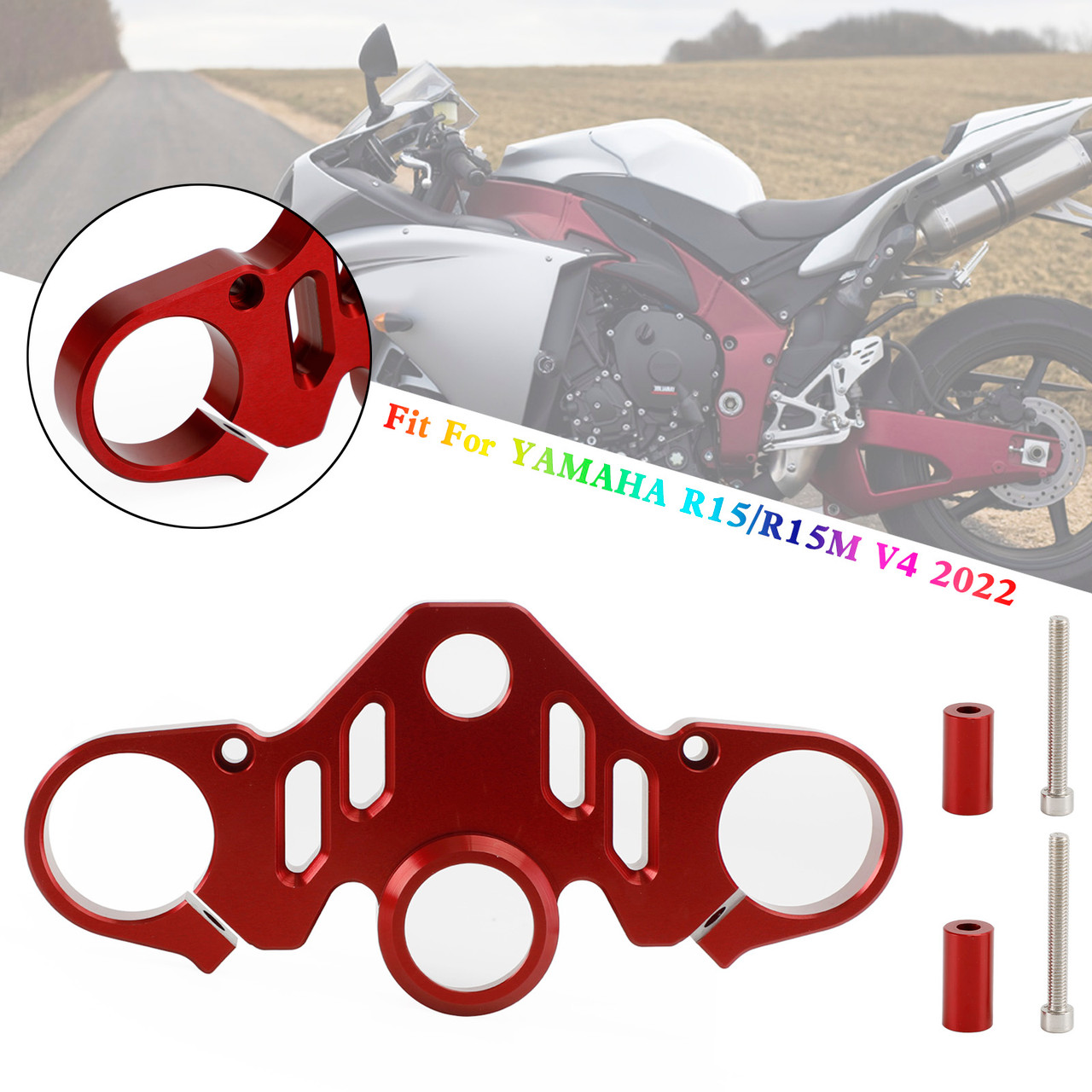CNC Aluminum Upper Front Top Triple Tree Clamp For YAMAHA R15 V4