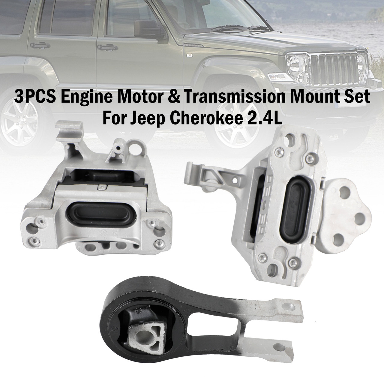 3PCS 18-19 Jeep Cherokee Latitude Plus Altitude Sport Utility 14-16 North Sport 4-Door Engine Motor & Transmission Mount Set