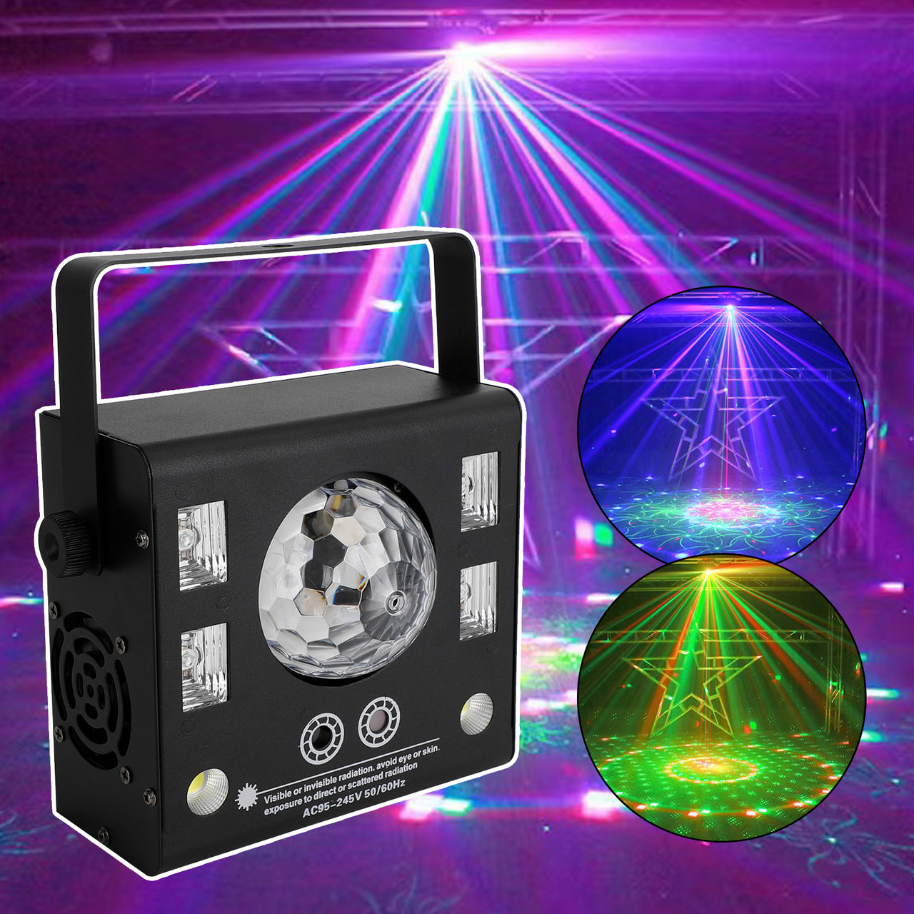 4 in 1 RGB Disco Party DJ Light LED Stage DMX Magic Ball Light Strobe Beam Light