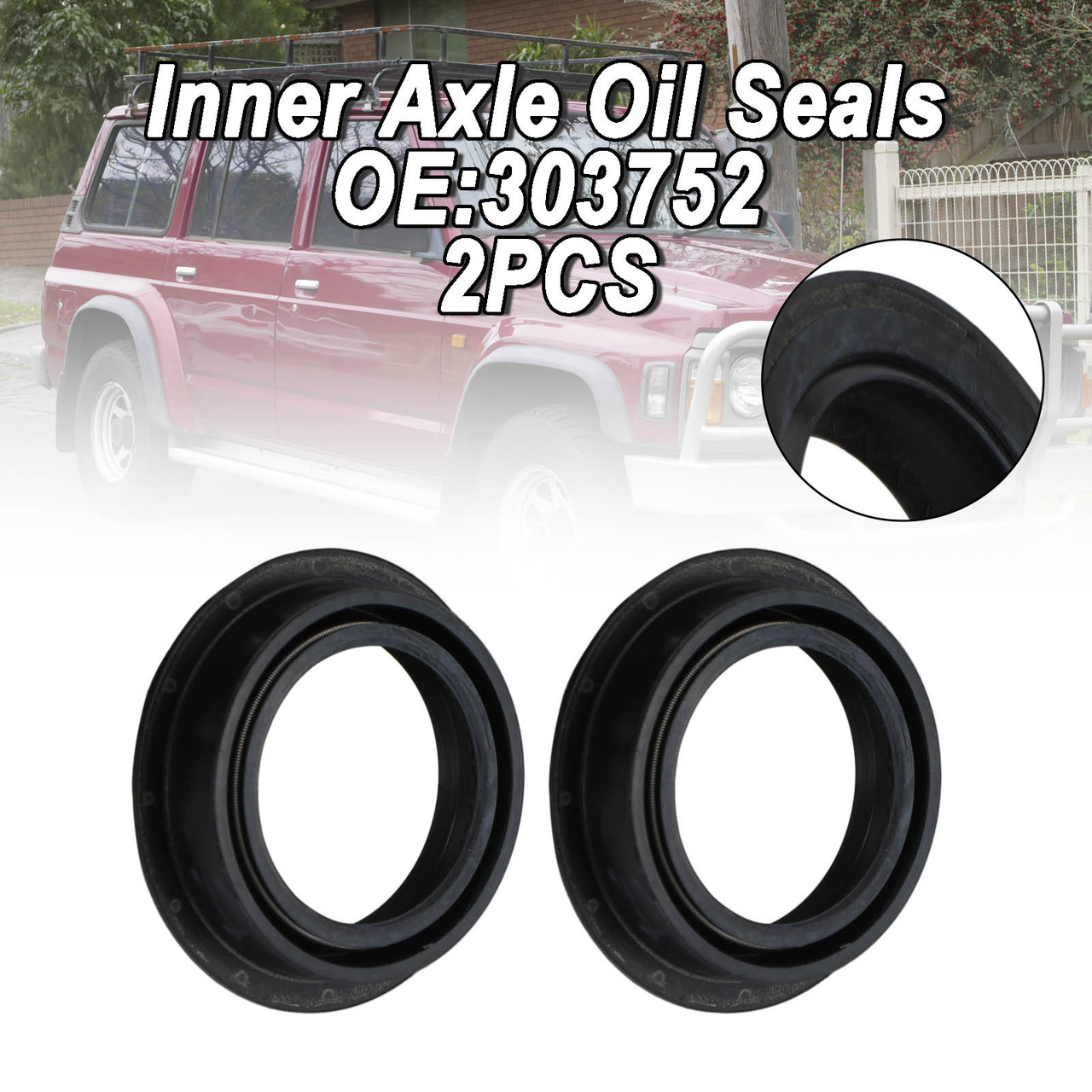 2pcs Front Inner Axle Oil Seals 303752 for Nissan Patrol 1987-2013 Y60 Y61