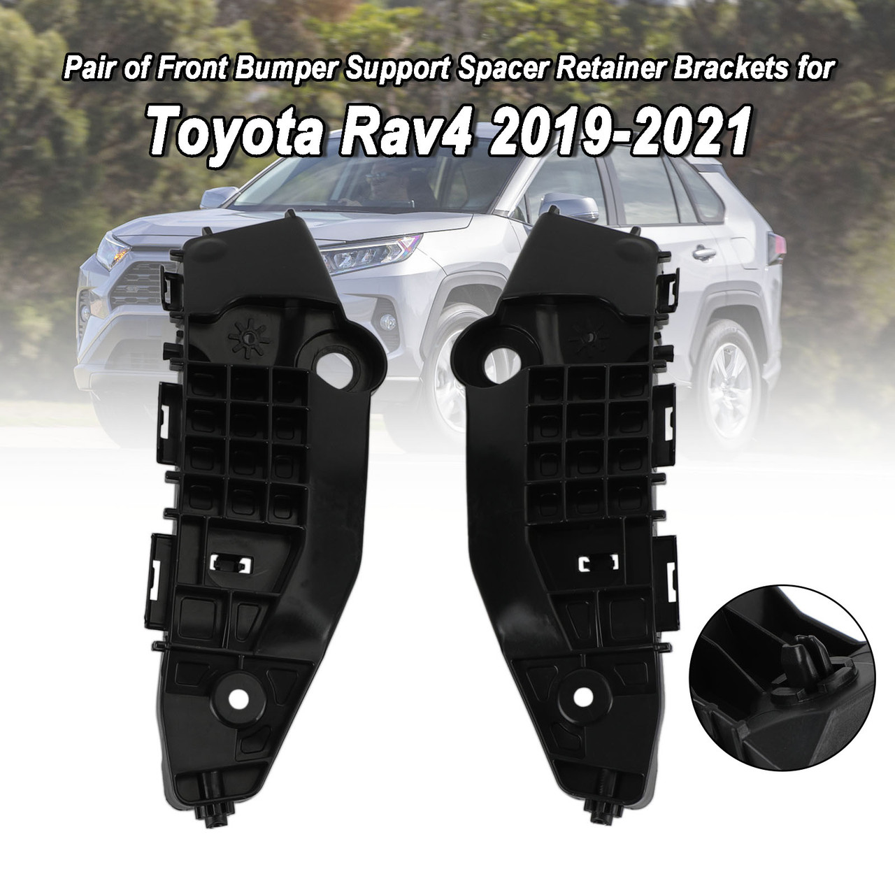 Pair of Front Bumper Support Spacer Retainer Brackets for Toyota Rav4 2019-2021