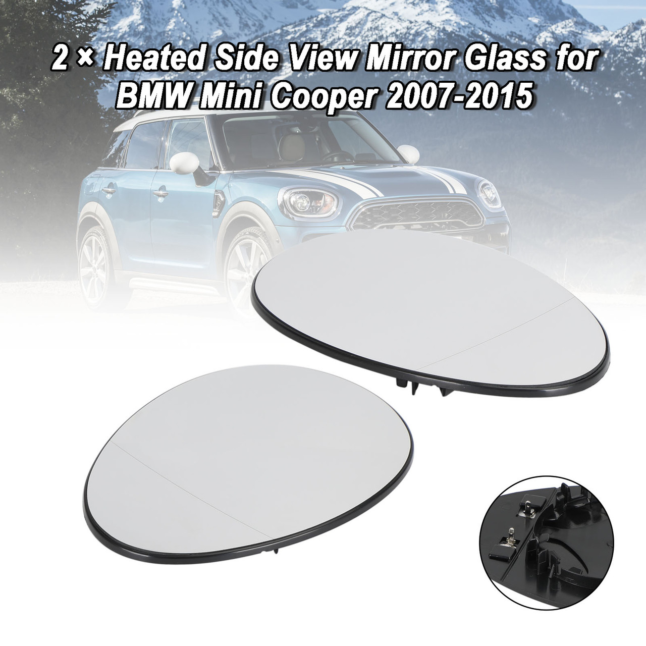 2 X Heated Side View Mirror Glass for BMW Mini Cooper 2007-2015