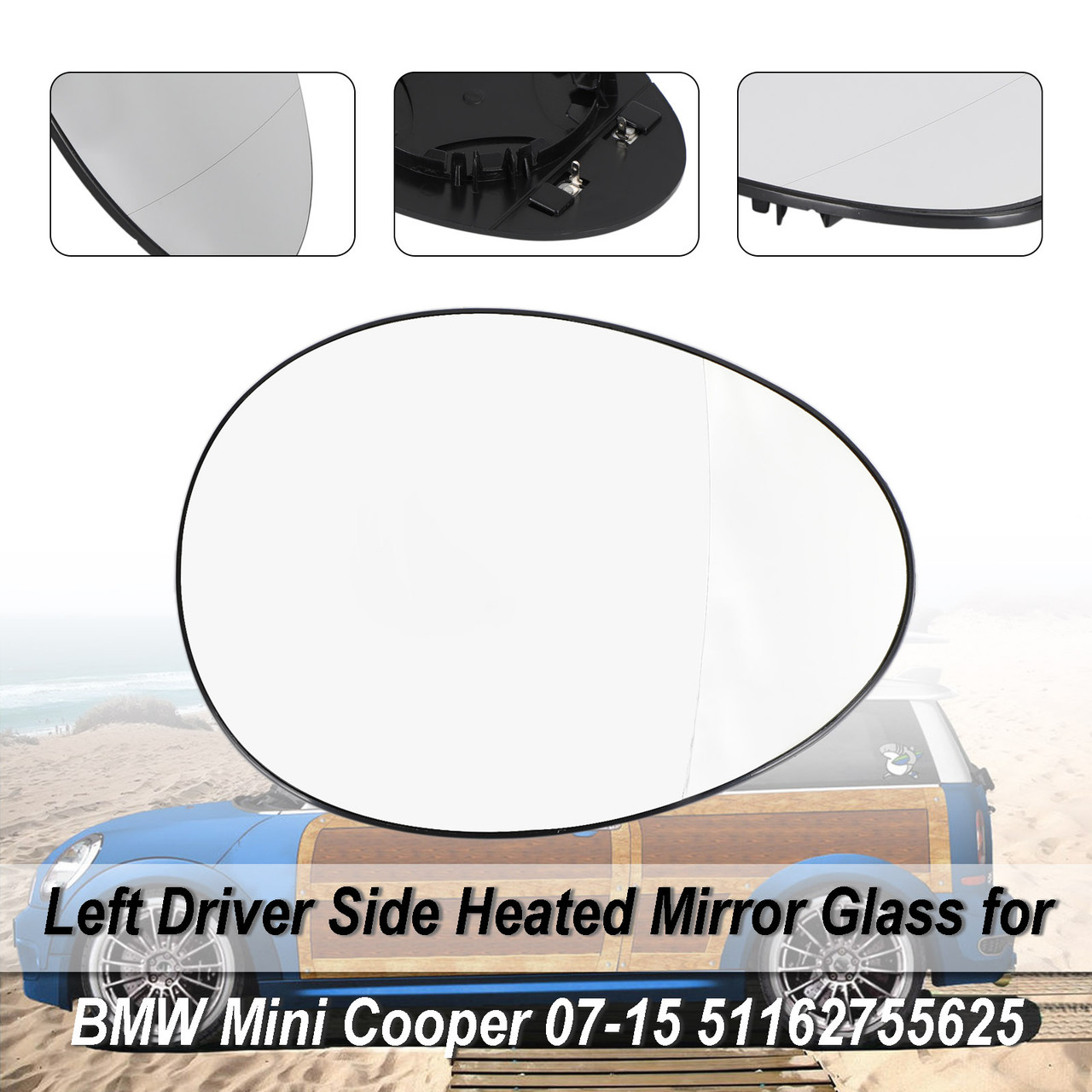 left Driver Side Heated Mirror Glass for BMW Mini Cooper 07-15 51162755625