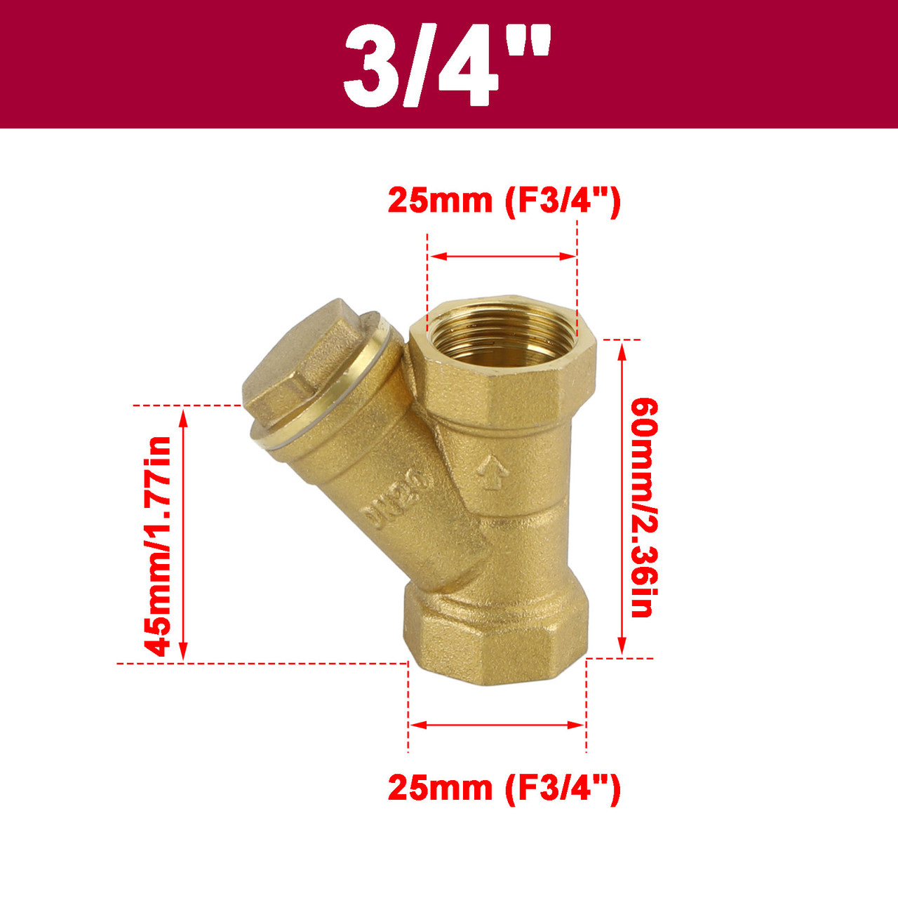 3/4" Female NPT Brass Y Strainer For Fire Alarm Lines and Plumbing